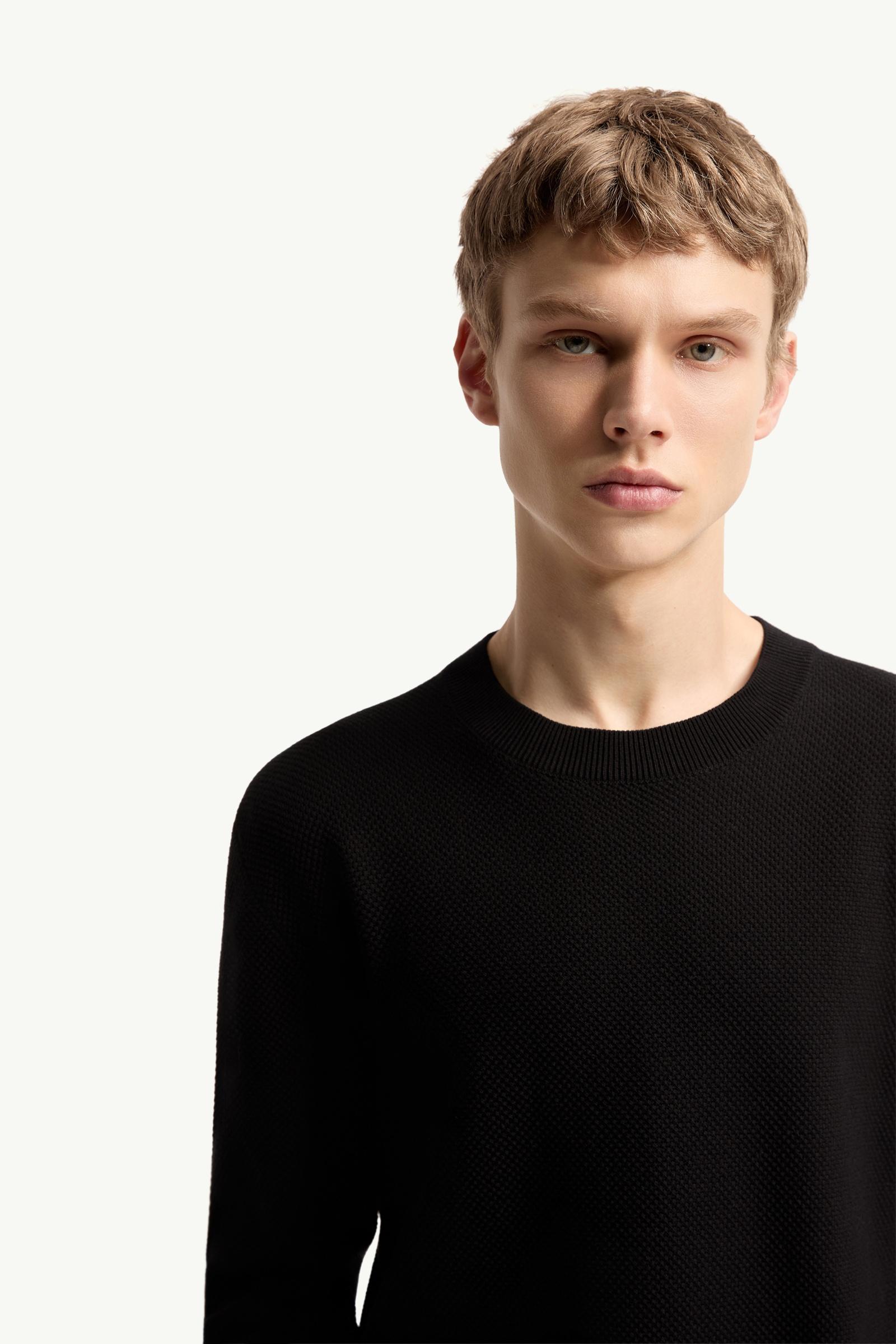 Moncler Cotton Knit Sweater Black Black