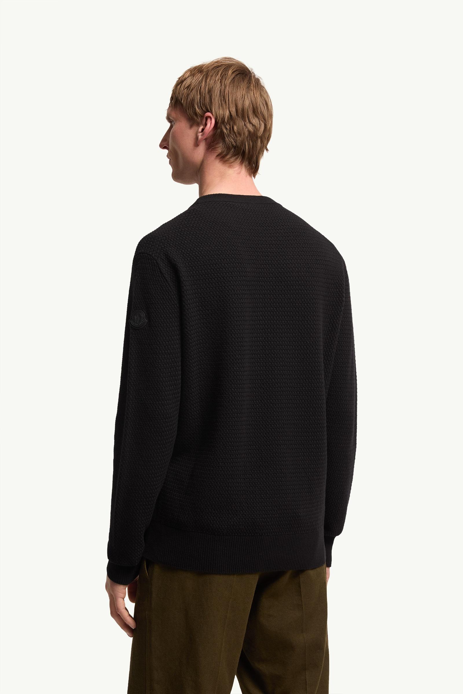 Moncler Textured Cashmere & Wool Sweater Black Black