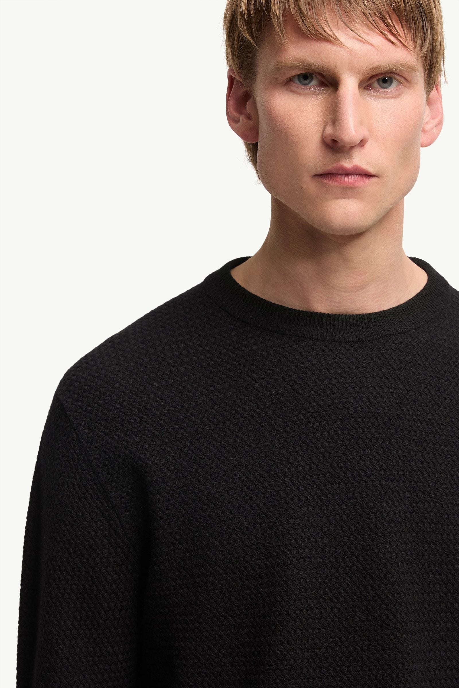Moncler Textured Cashmere & Wool Sweater Black Black