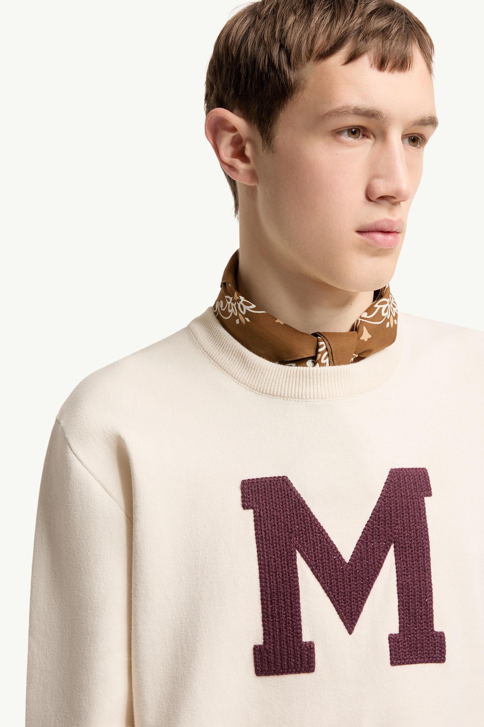 Moncler Monogram Cotton Blend Sweater White Ivory White Ivory
