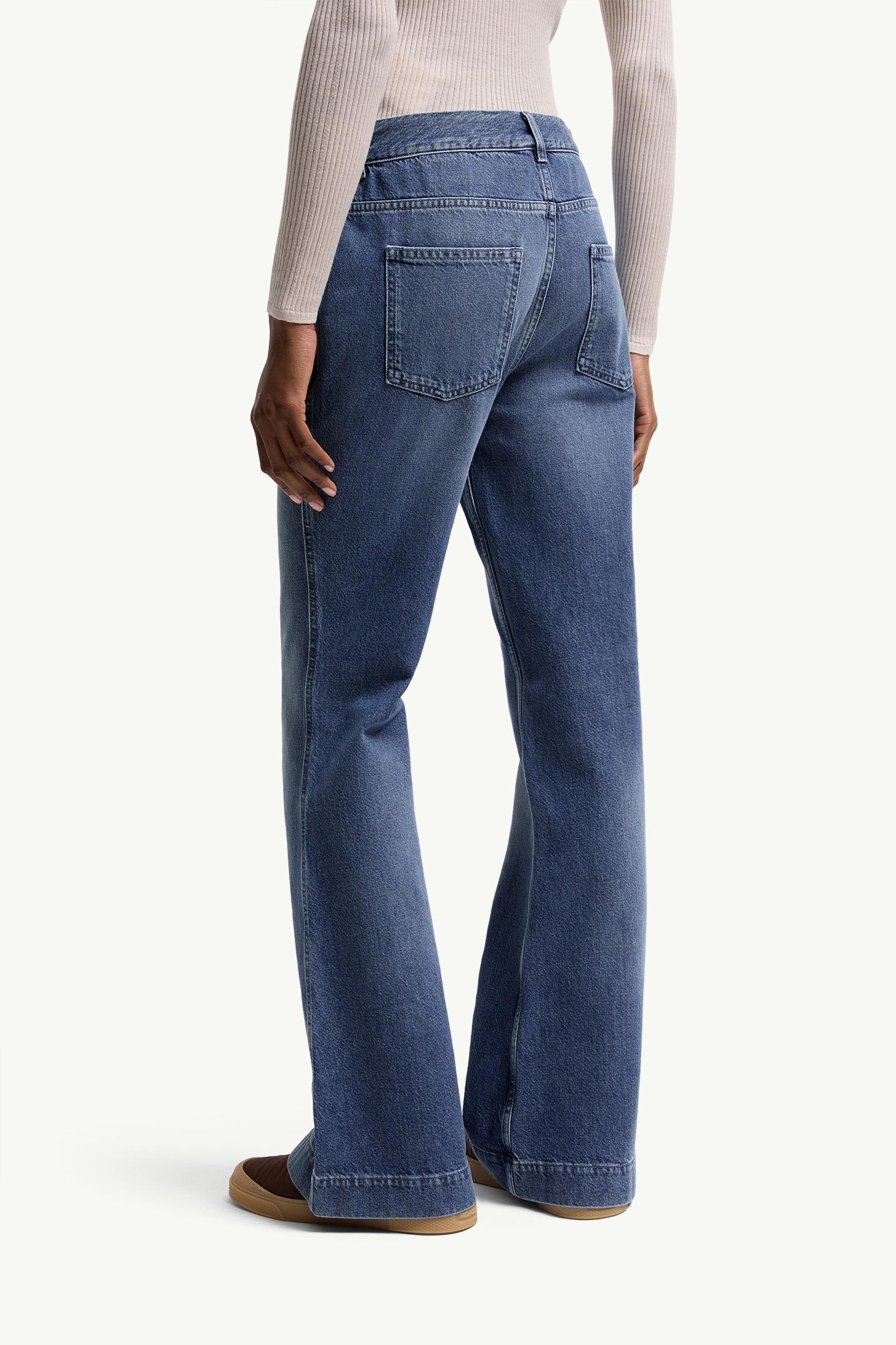 Moncler Wide Leg Denim Jeans Denim Blue Denim Blue