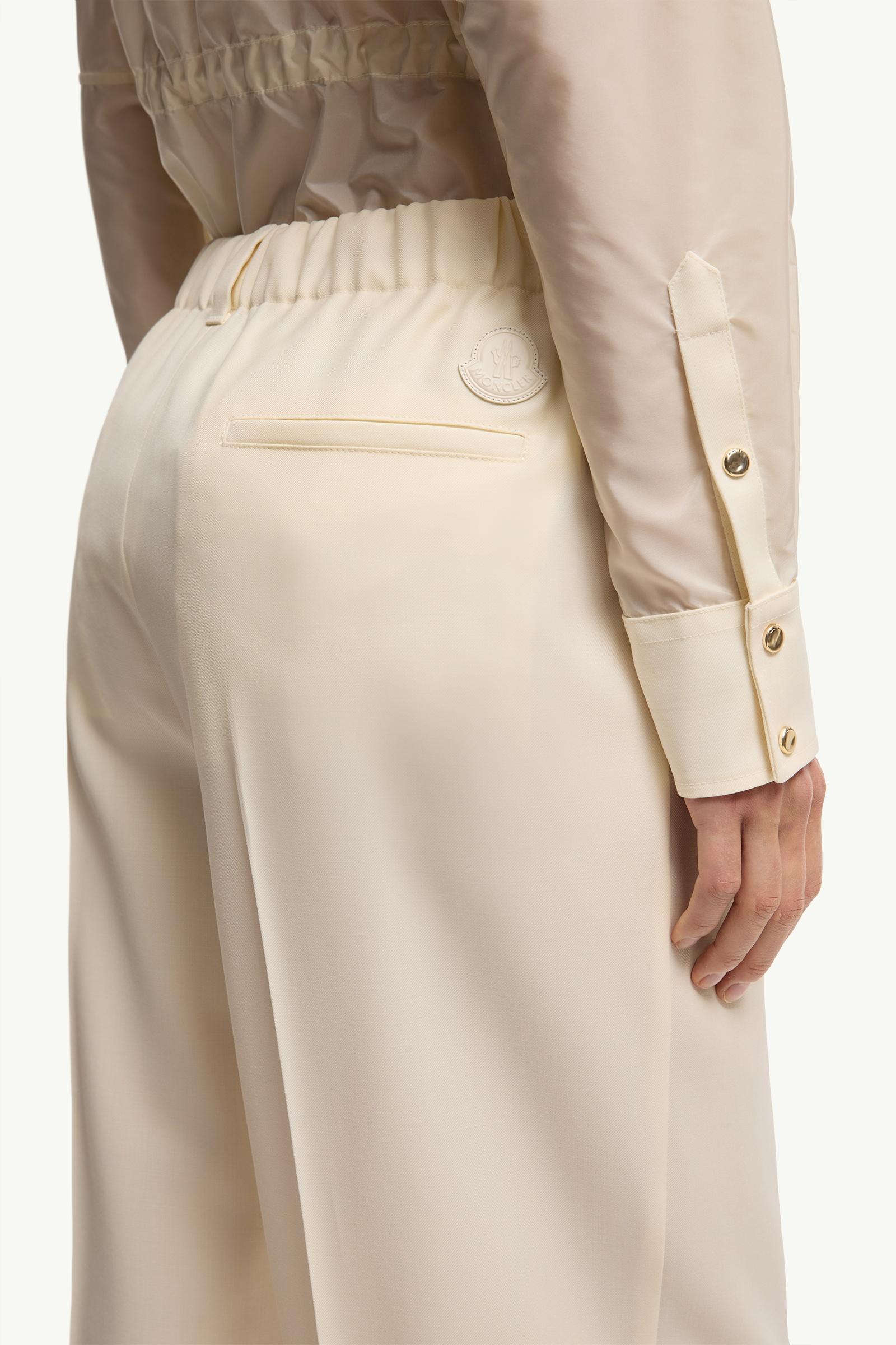 Moncler Wool Gabardine Tailored Pants White White