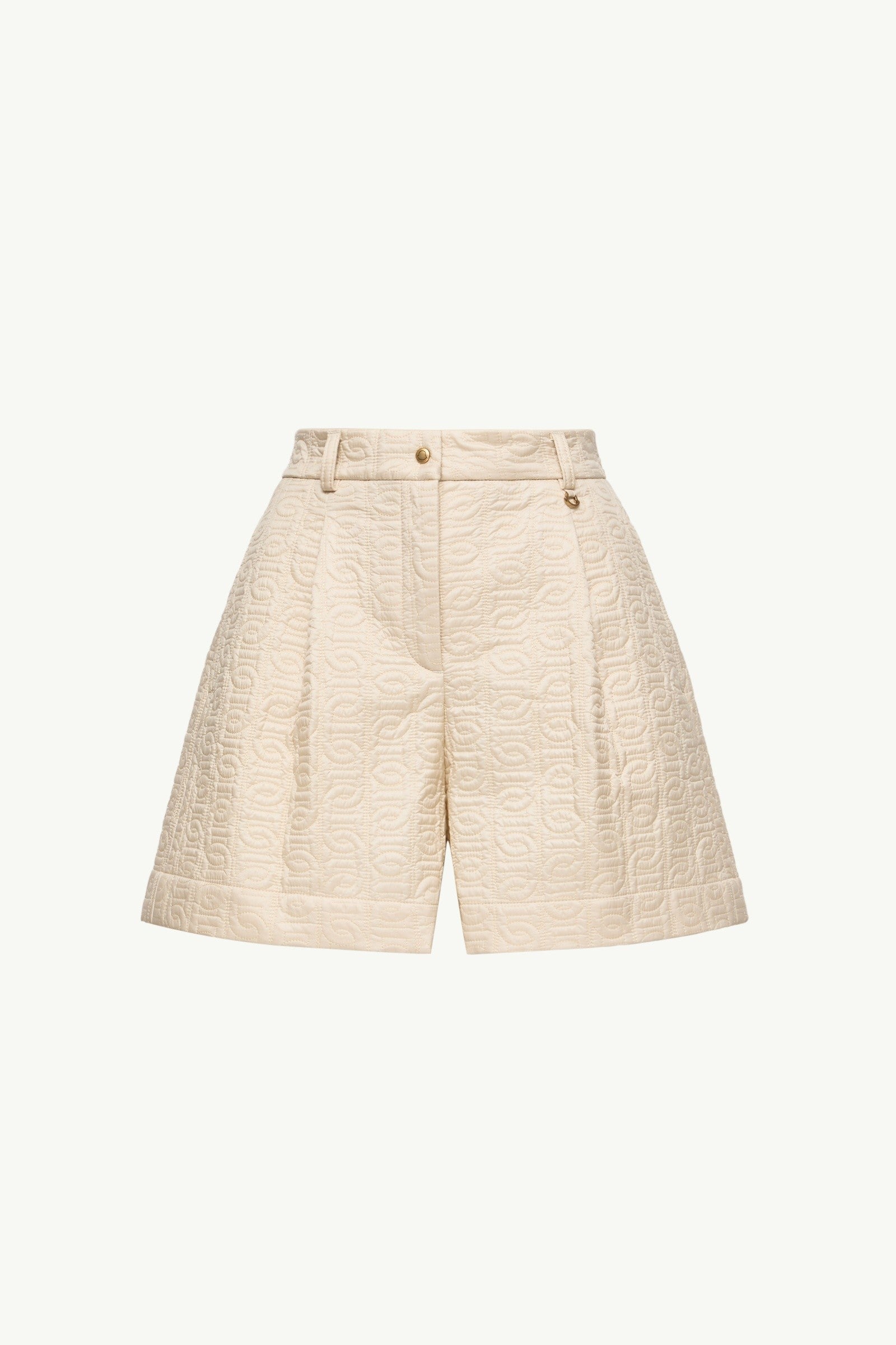 Moncler Leather Logo Shorts Light Beige Light Beige
