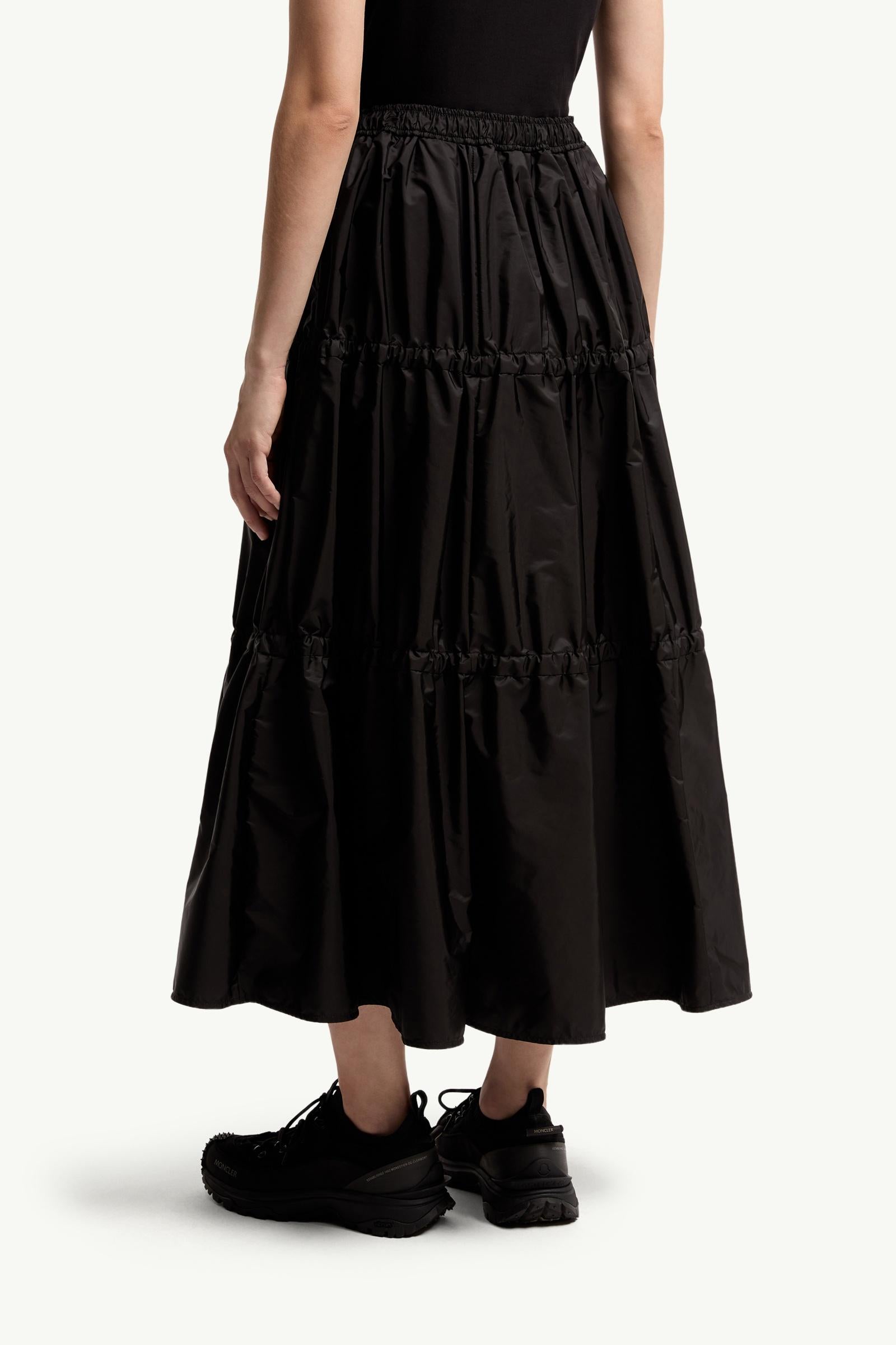 Moncler Ruffle Mid-Length Skirt Black Black