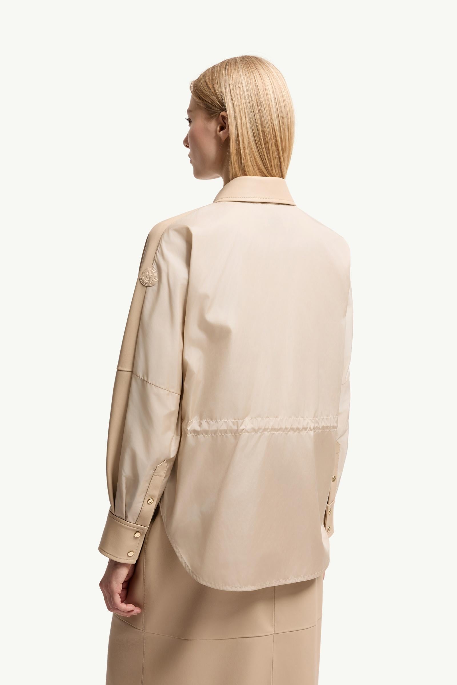Moncler Leather Long Sleeve Shirt Light Beige Light Beige