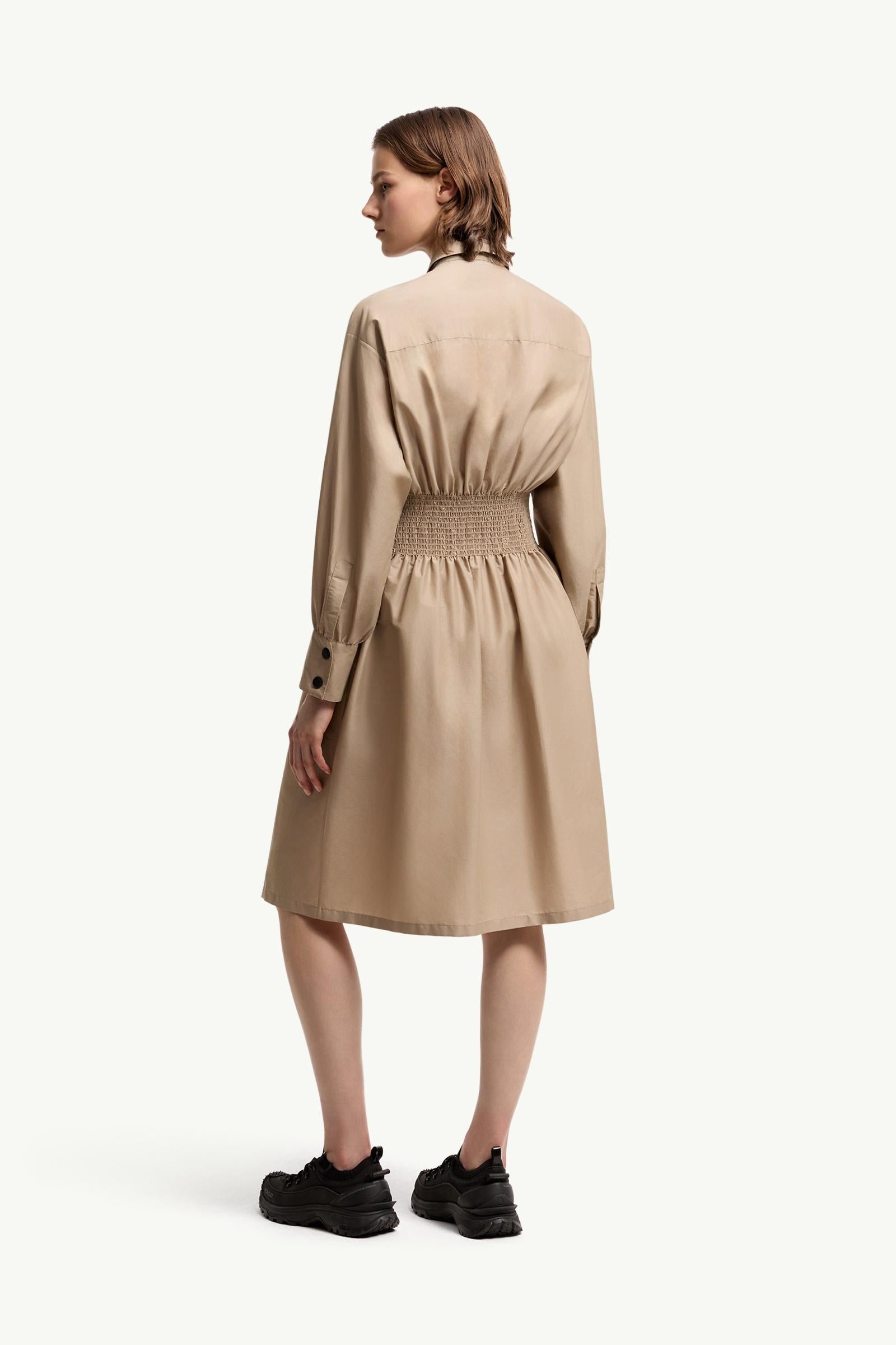 Moncler Cotton Nylon Shirt Dress Light Beige Light Beige