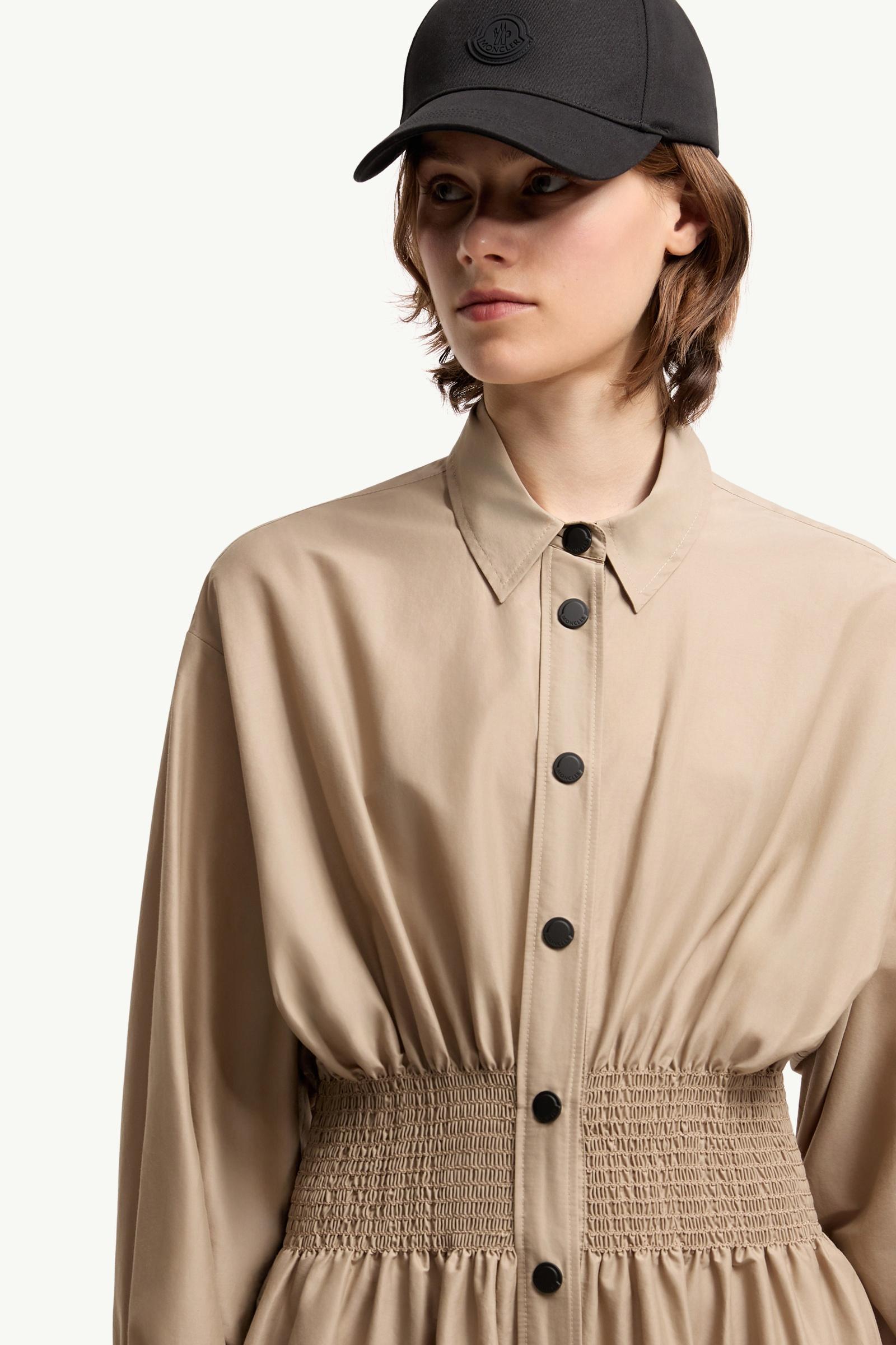 Moncler Cotton Nylon Shirt Dress Light Beige Light Beige