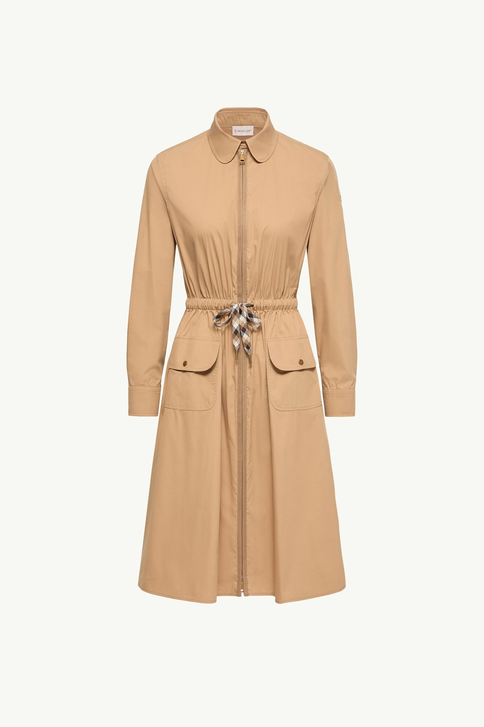 Moncler Cotton Blend Knee-Length Dress Beige Beige