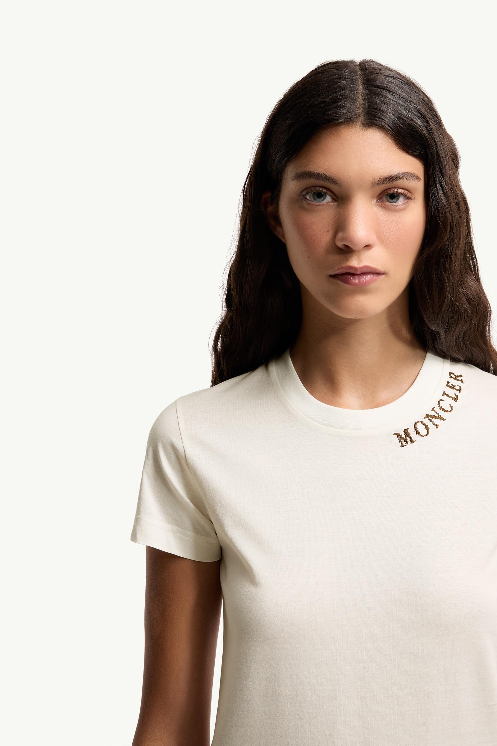 Moncler Sketch Logo Cotton T-Shirt White White