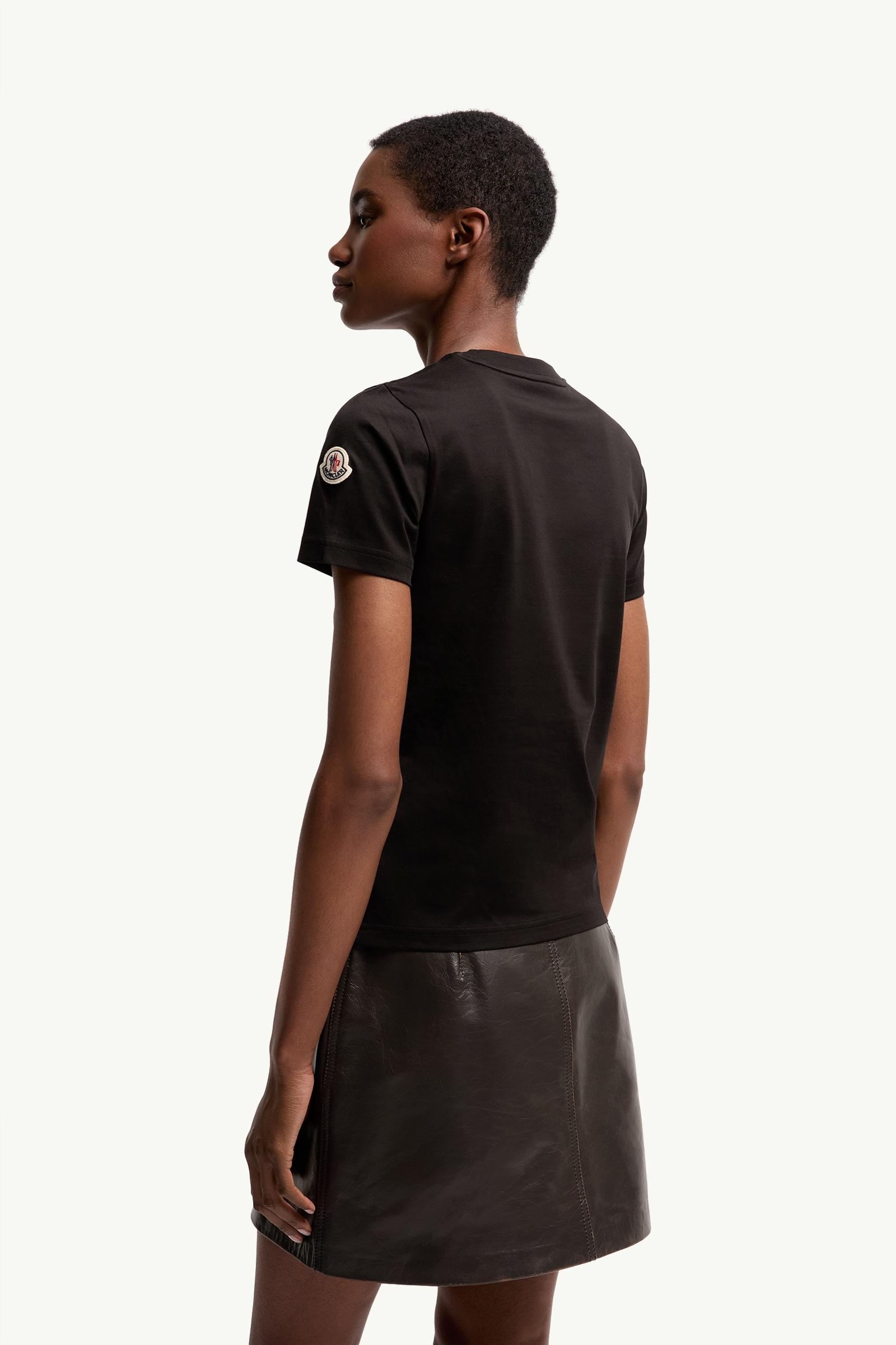 Moncler Sketch Logo Cotton T-Shirt Black Black