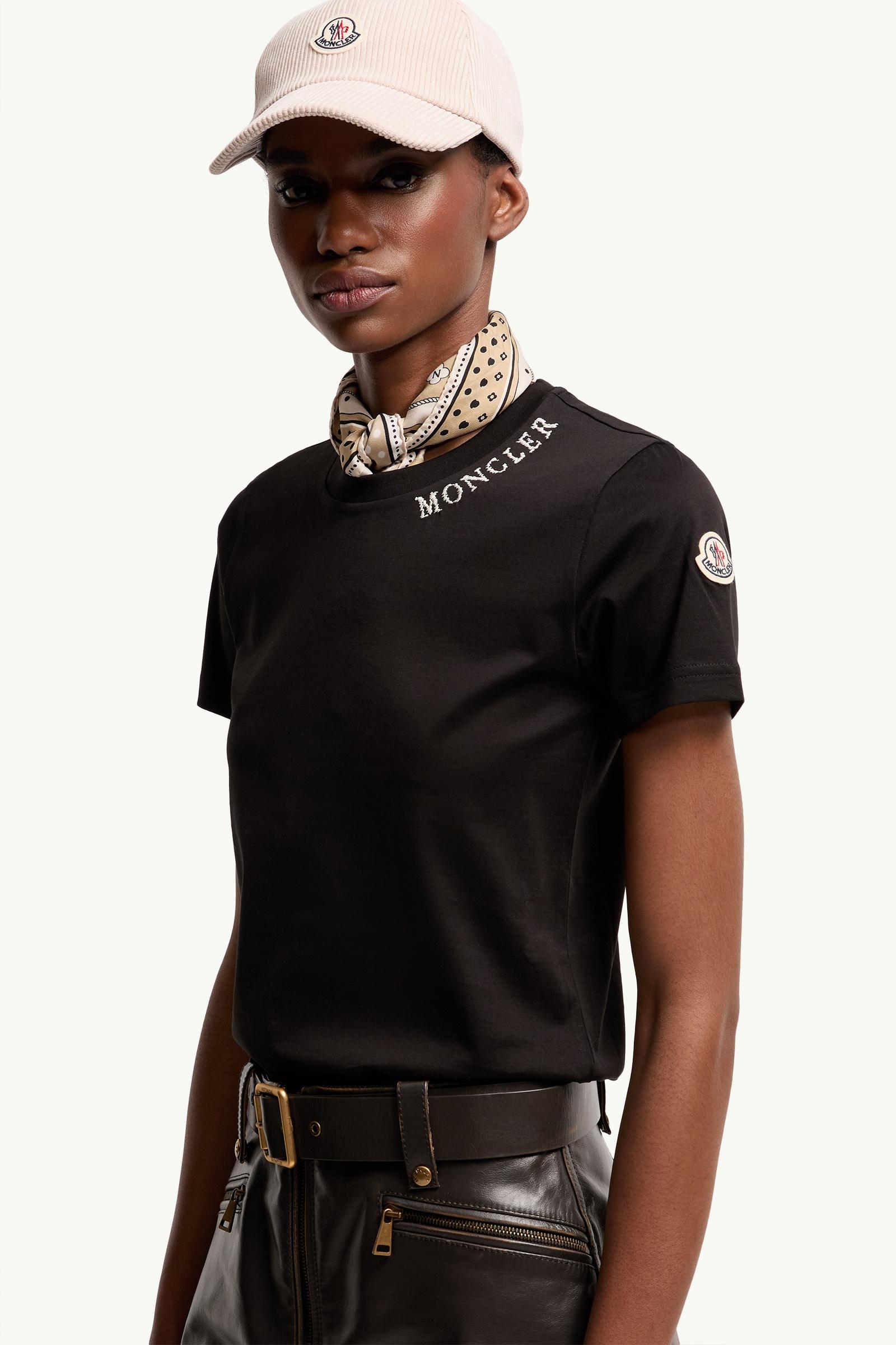 Moncler Sketch Logo Cotton T-Shirt Black Black