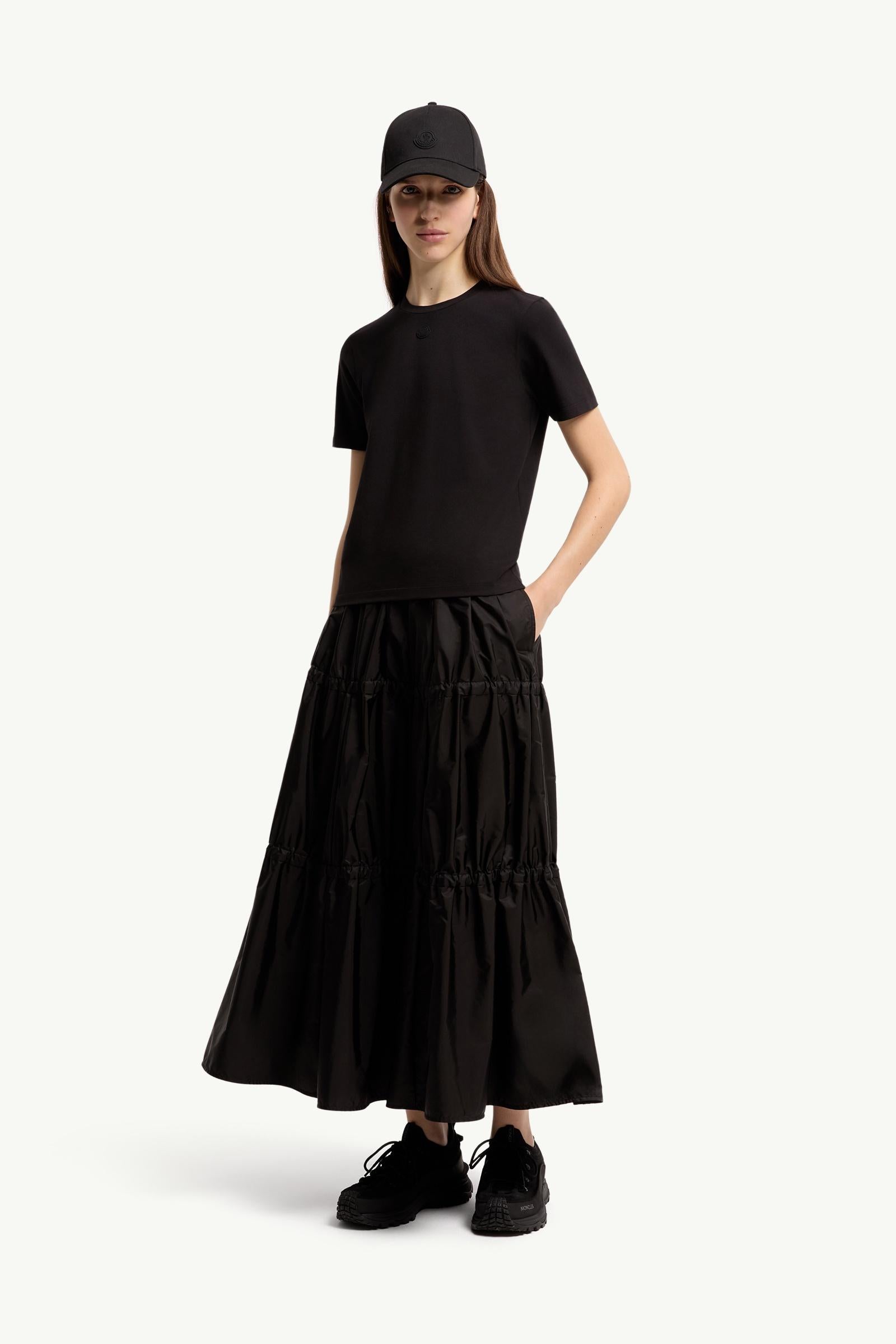 Moncler Logo Cotton Jersey T-Shirt Black Black