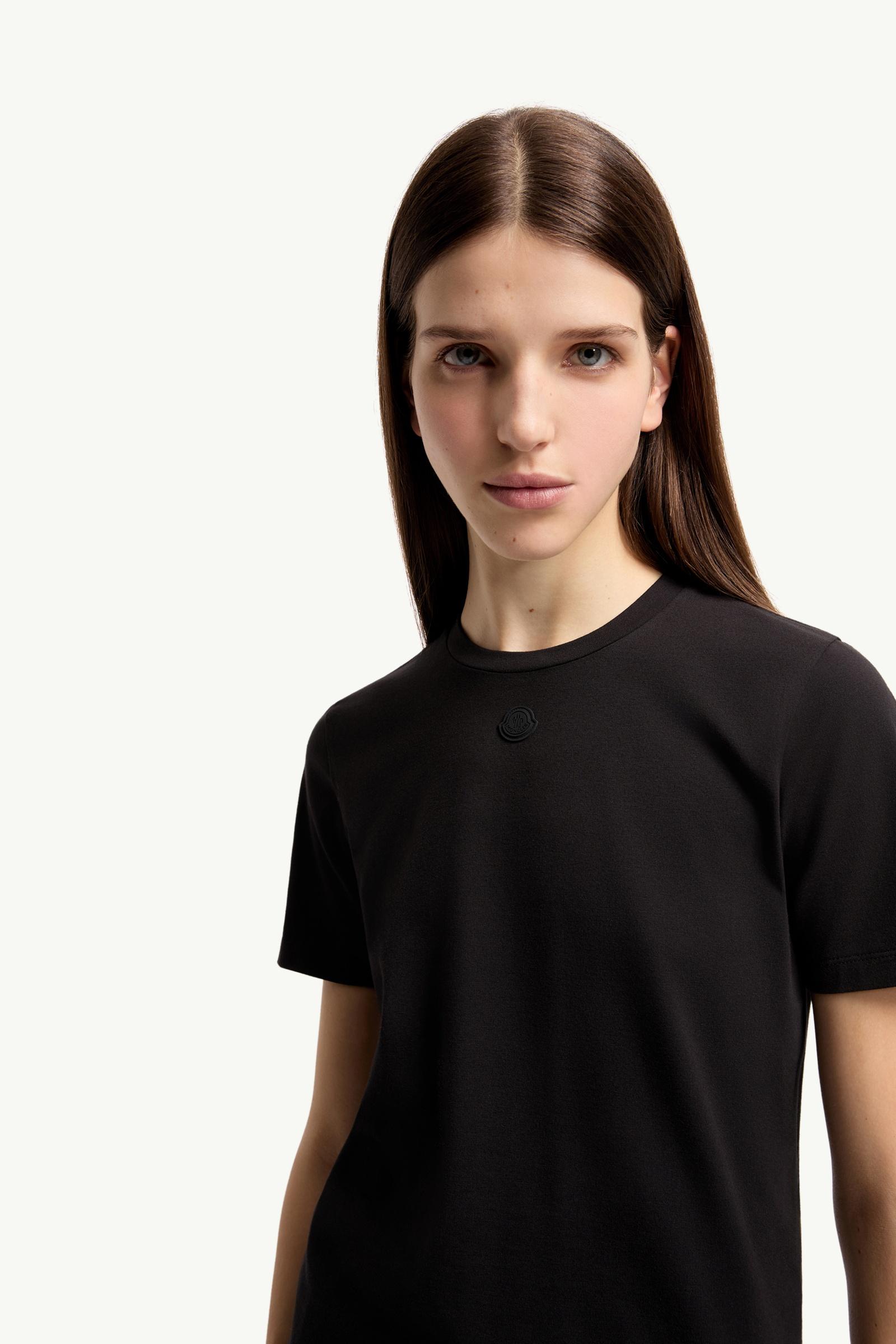 Moncler Logo Cotton Jersey T-Shirt Black Black