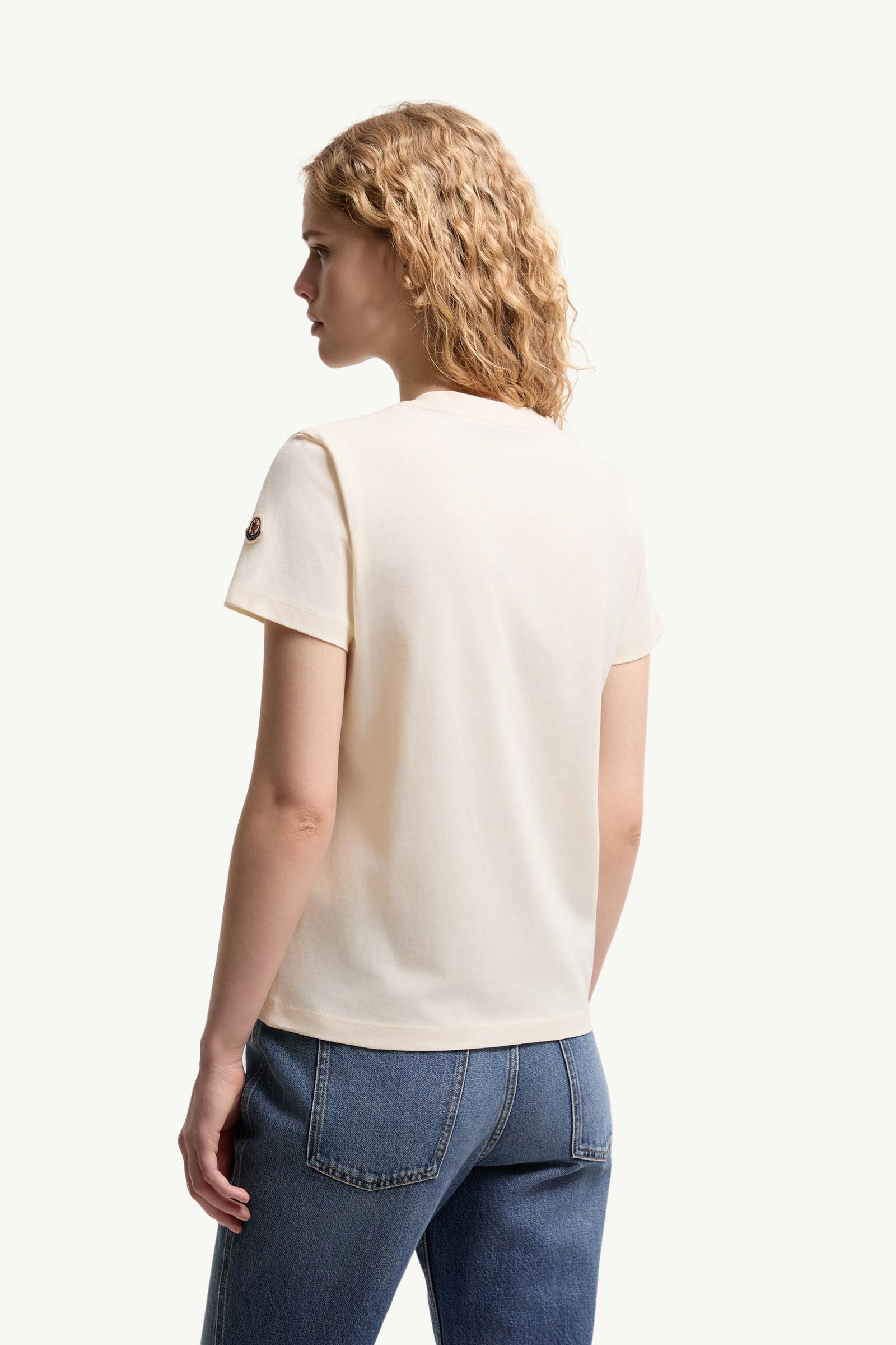 Moncler Embroidered Tonal Logo Cotton T-Shirt White White