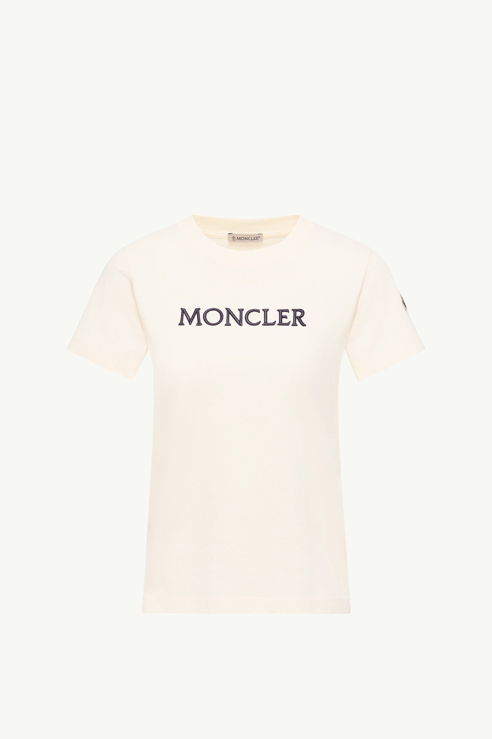 Moncler Embroidered Tonal Logo Cotton T-Shirt White White