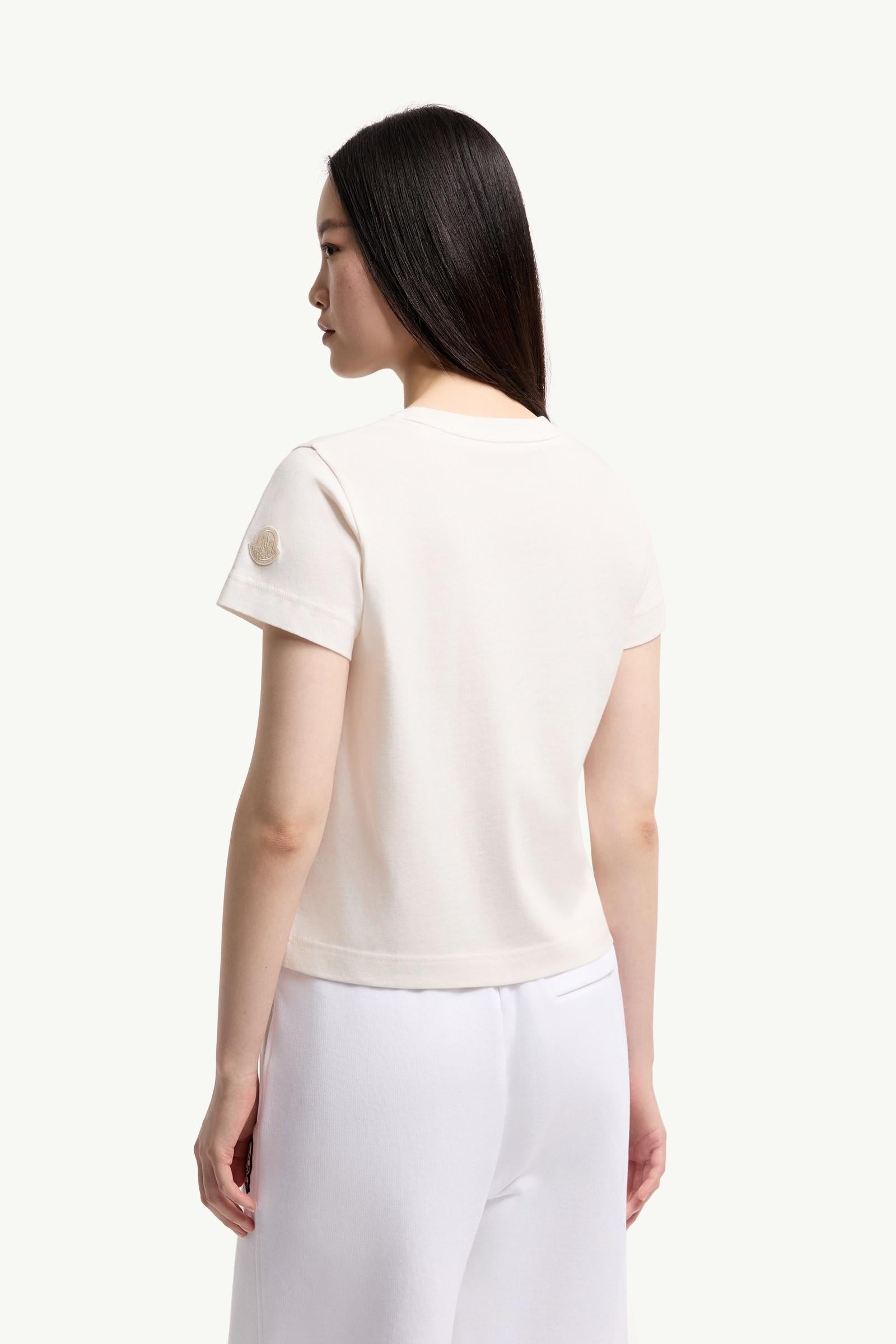 Moncler Embroidered Bow Cotton T-Shirt White White