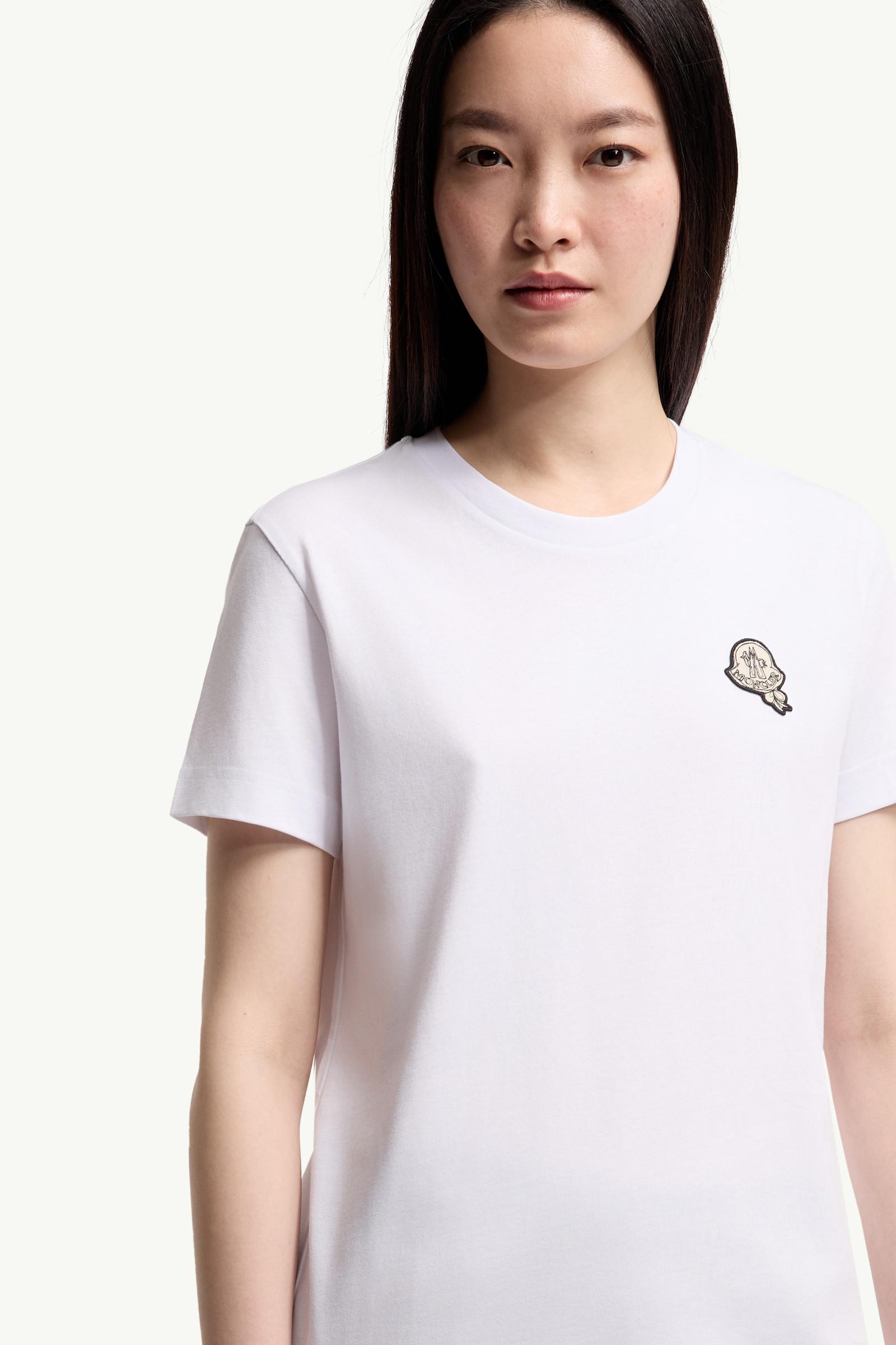 Moncler Logo Patch Cotton T-Shirt White White