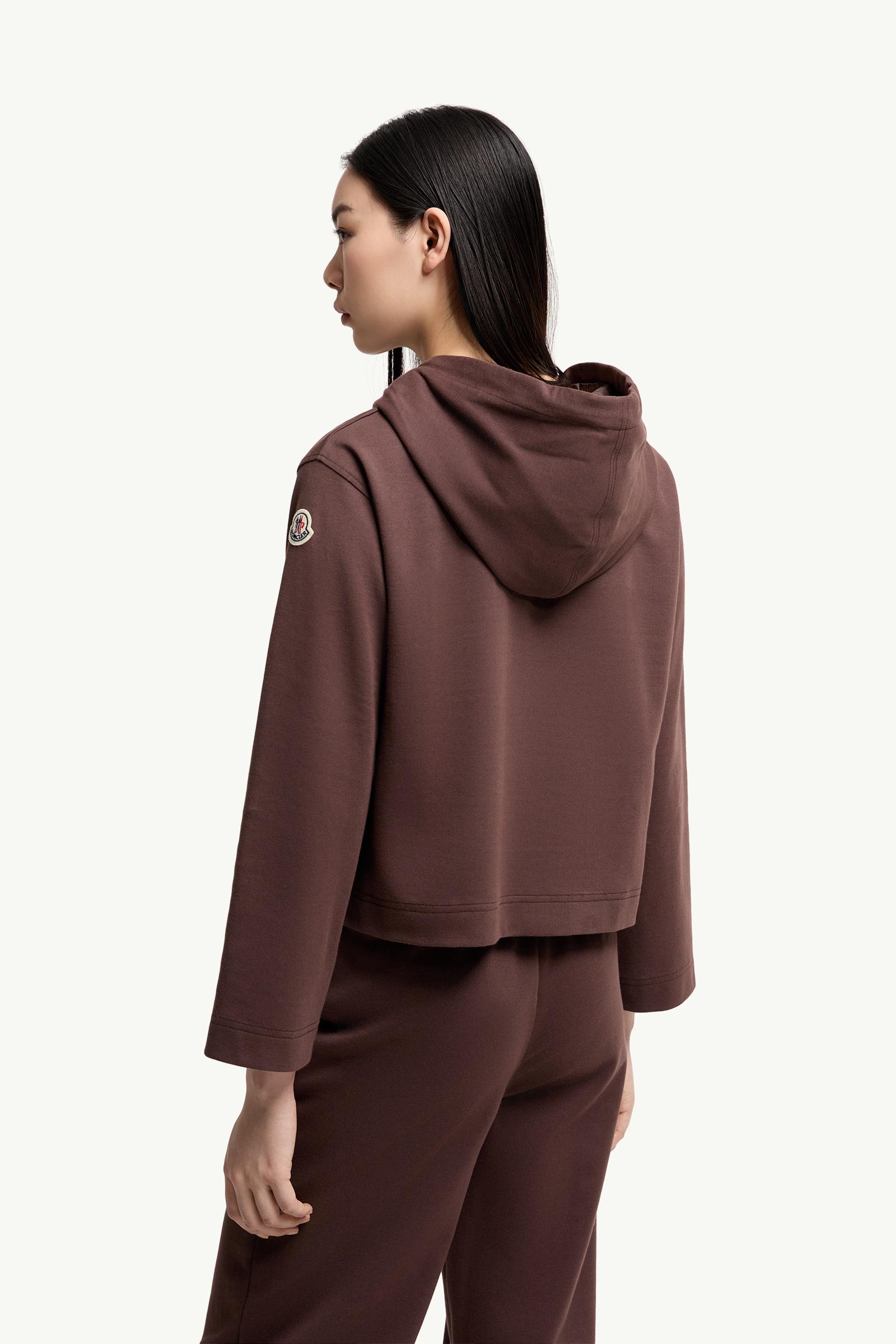 Moncler Cotton Blend Hooded Sweatshirt Brown Brown