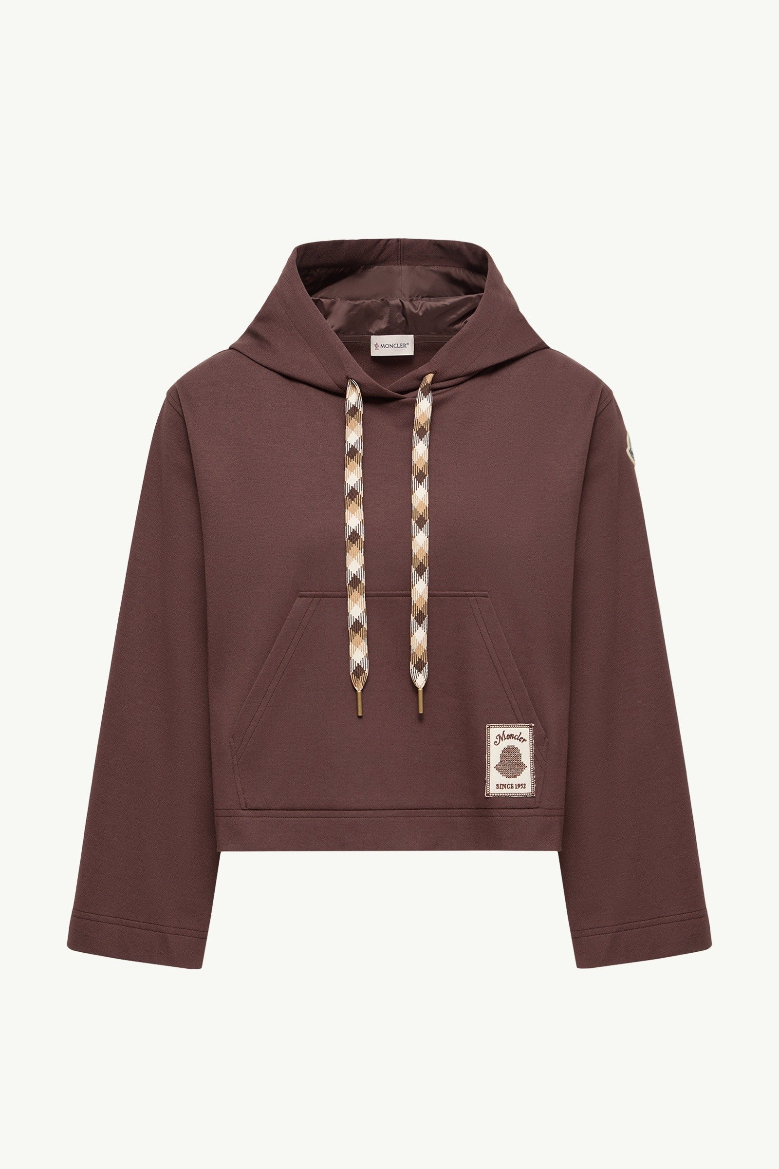 Moncler Cotton Blend Hooded Sweatshirt Brown Brown