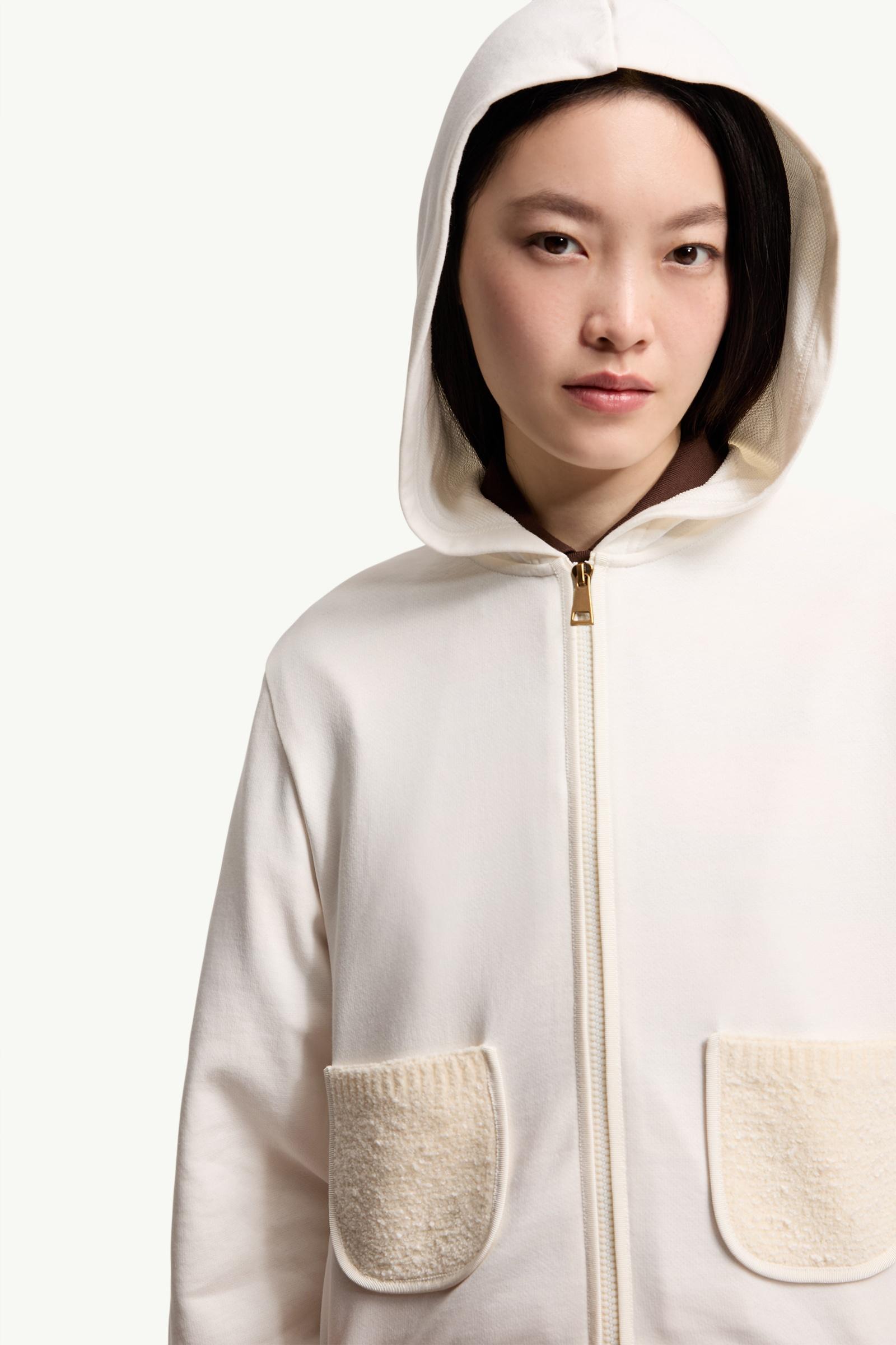 Moncler Cotton Blend Zip-Up Sweatshirt White White