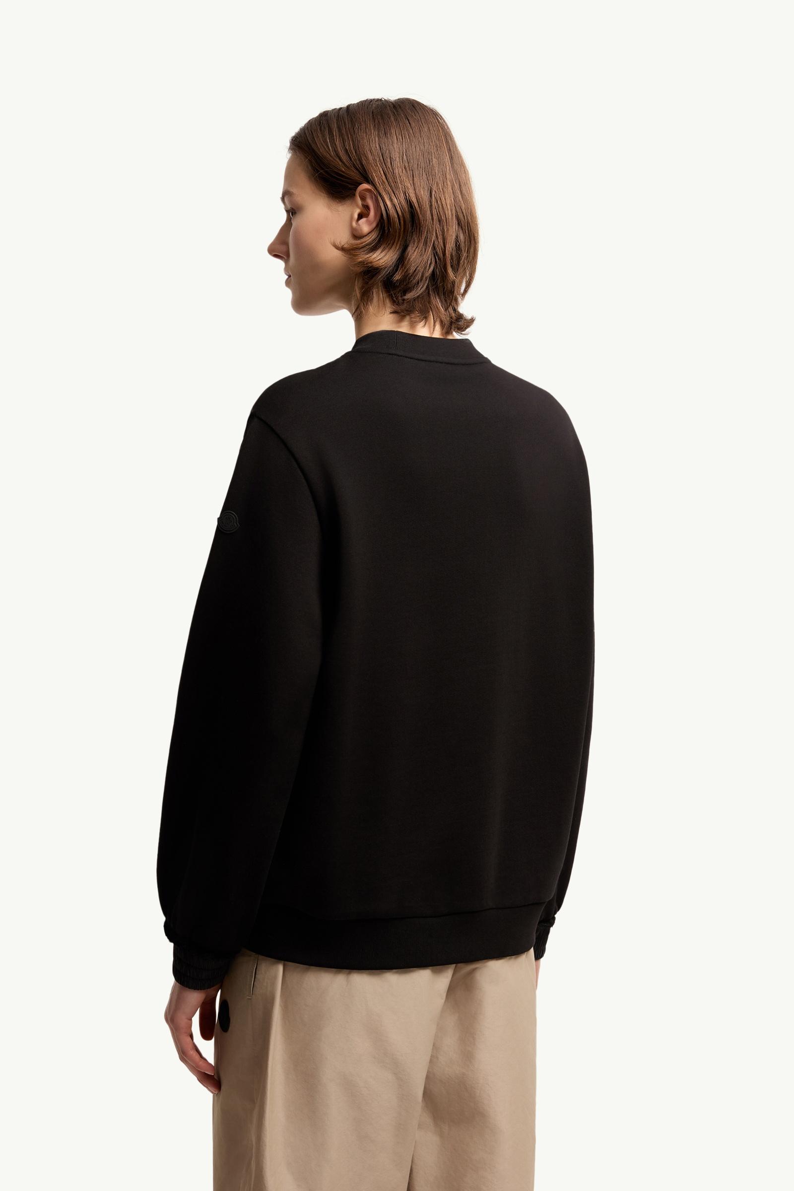 Moncler Cotton Fleece Logo Sweatshirt Black Black