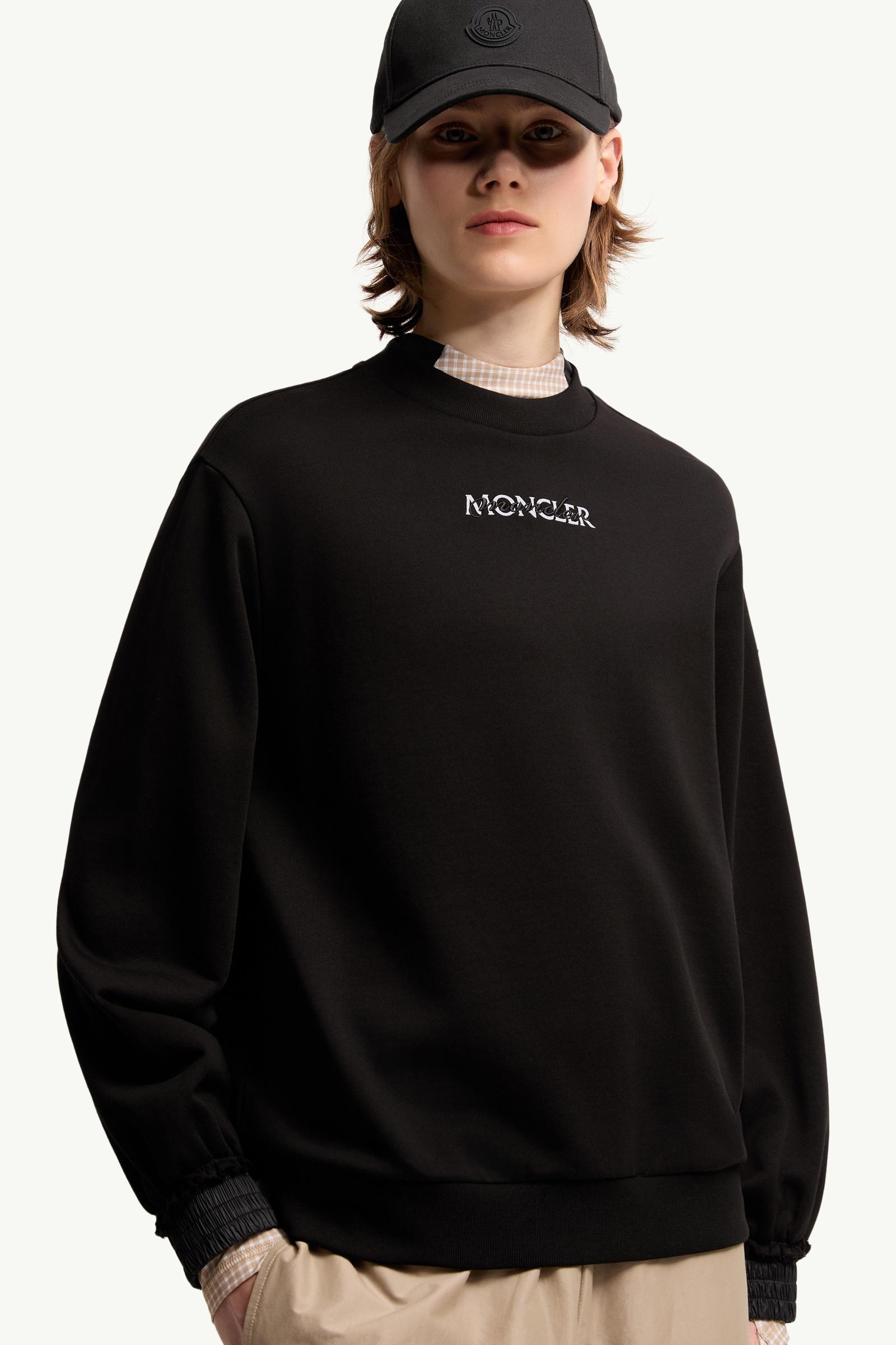 Moncler Cotton Fleece Logo Sweatshirt Black Black