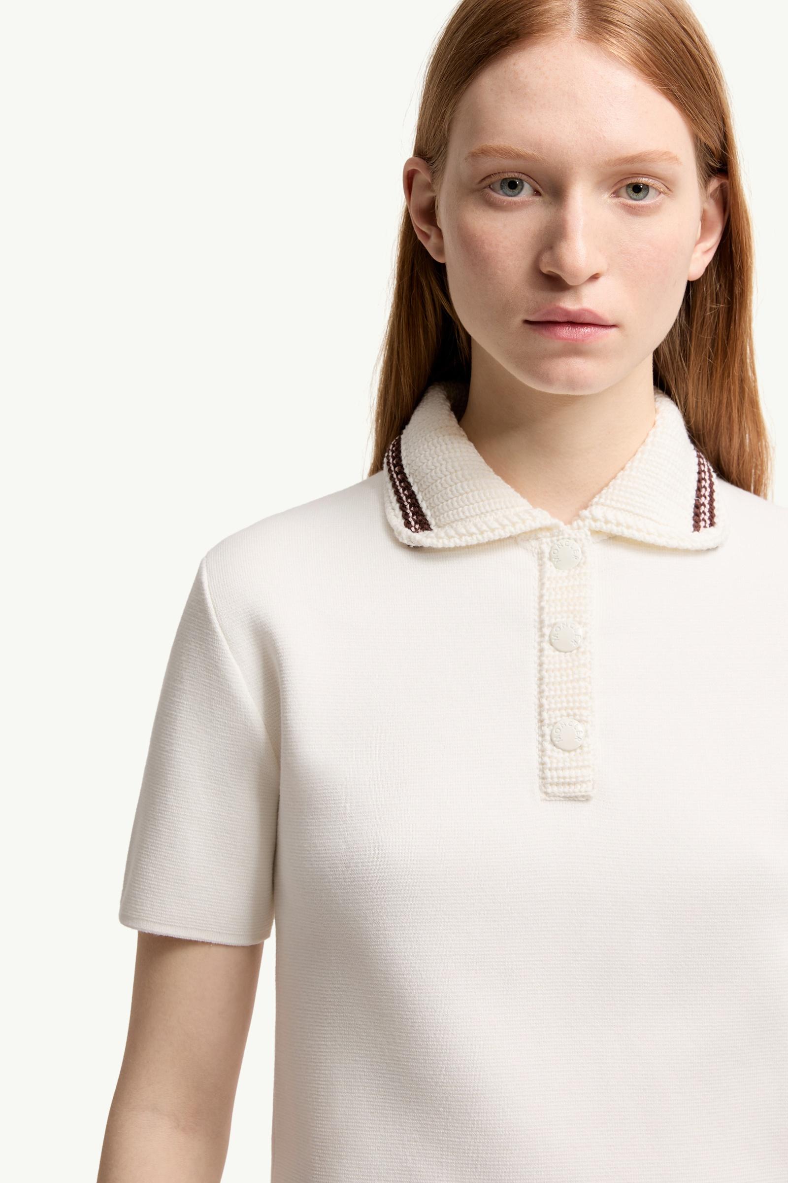 Moncler Cotton Knit Polo Shirt White White