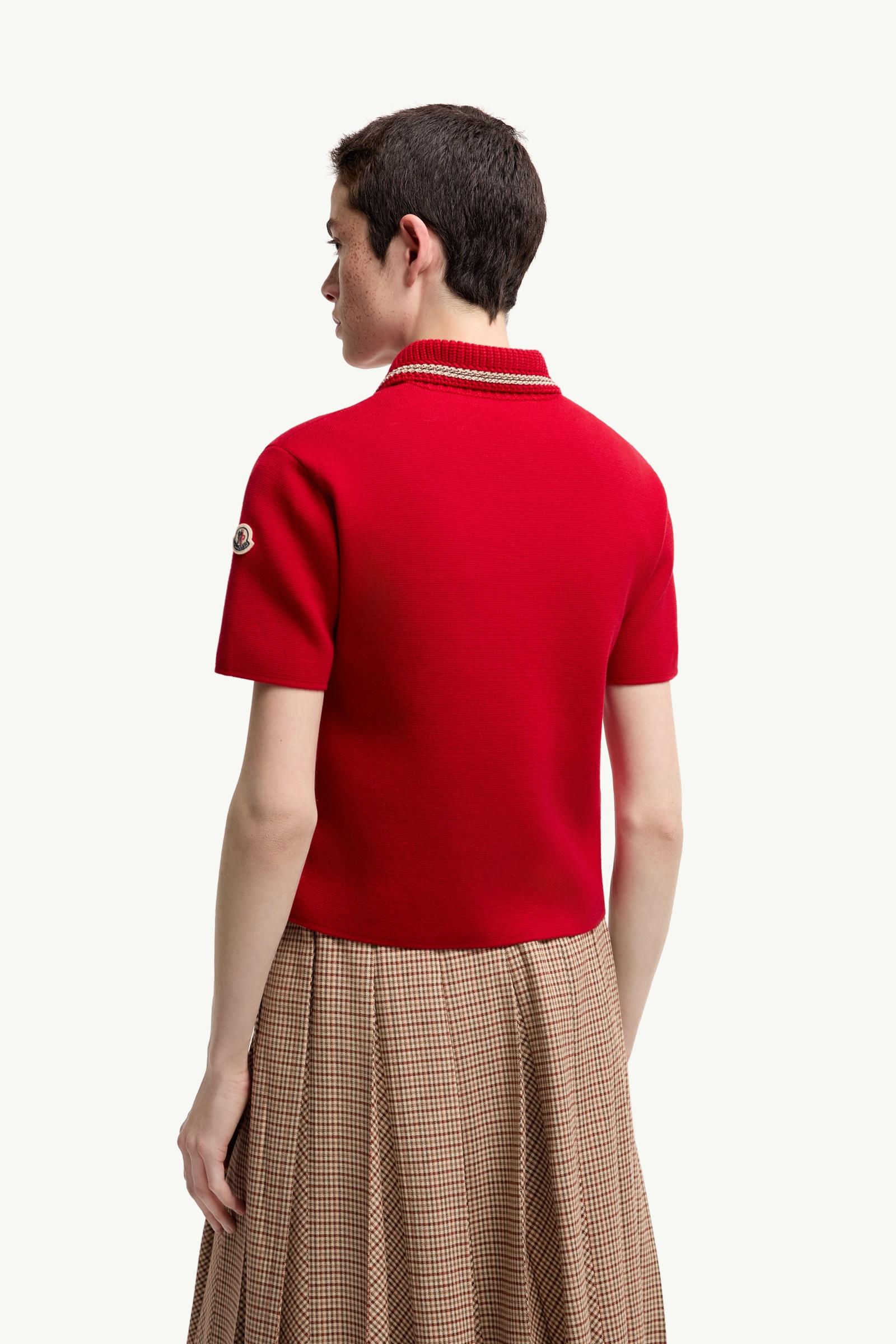 Moncler Cotton Knit Polo Shirt Red Red