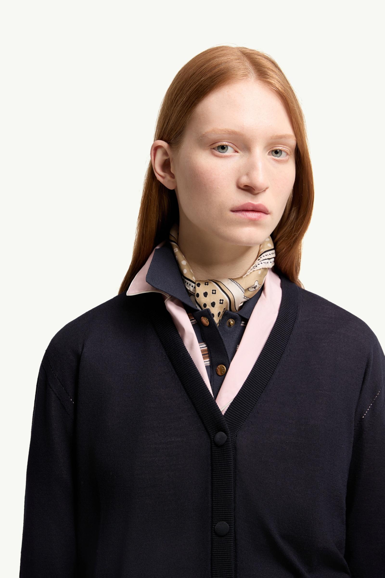 Moncler Wool Cardigan Navy Blue Navy Blue