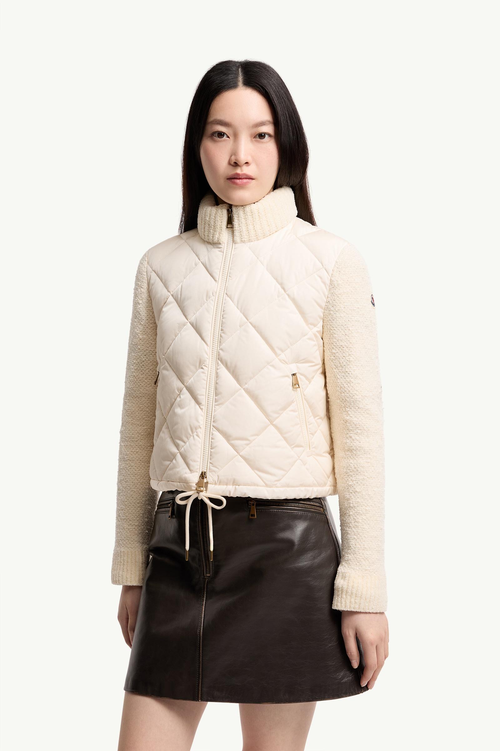 Moncler Cotton Blend Padded Zip-Up Cardigan White White