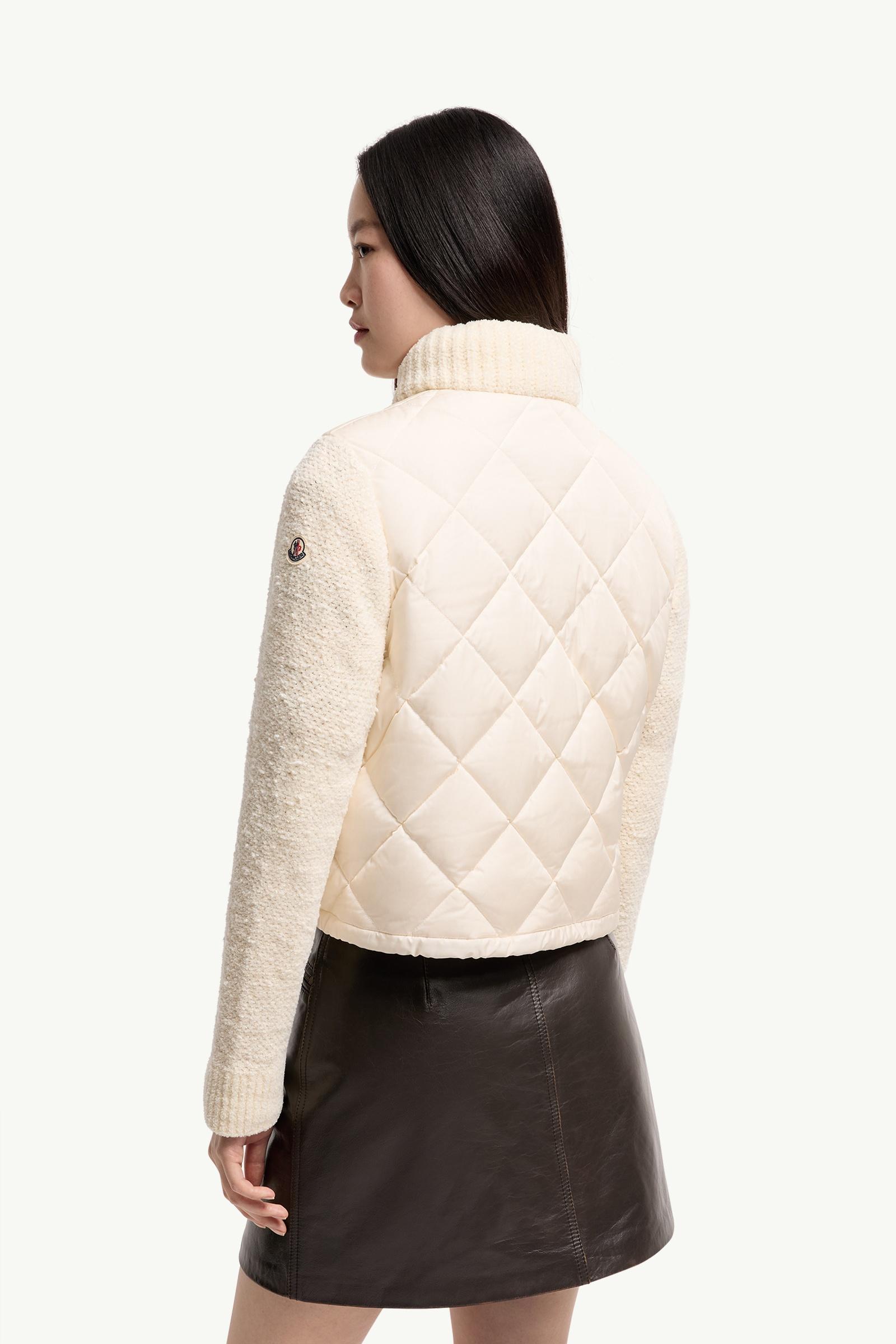 Moncler Cotton Blend Padded Zip-Up Cardigan White White