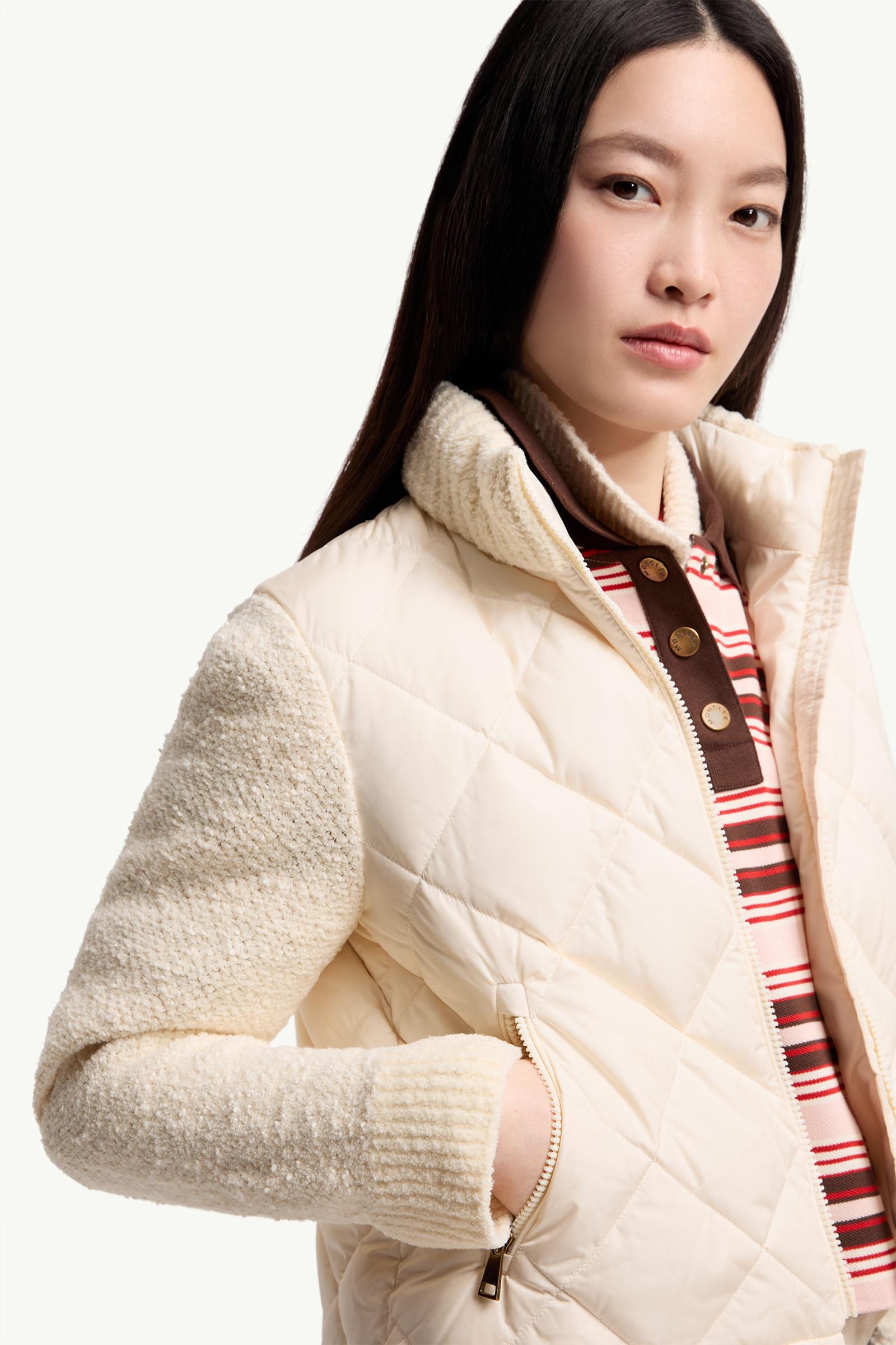 Moncler Cotton Blend Padded Zip-Up Cardigan White White