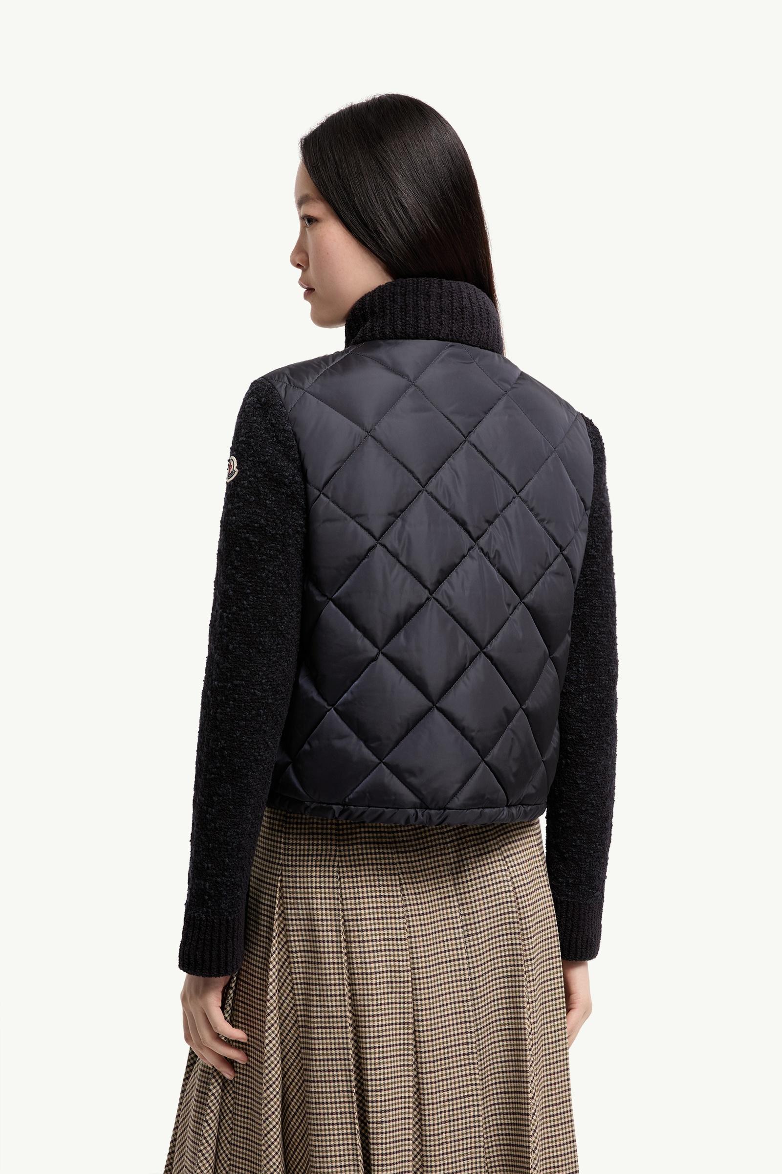 Moncler Cotton Blend Padded Zip-Up Cardigan Navy Blue Navy Blue