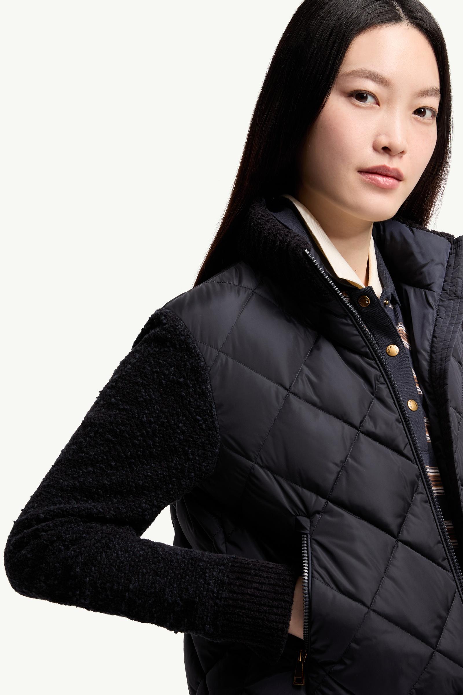 Moncler Cotton Blend Padded Zip-Up Cardigan Navy Blue Navy Blue