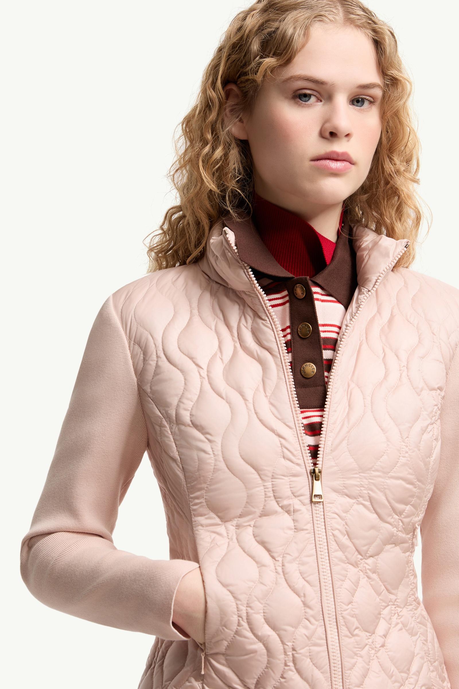 Moncler Cotton Padded Zip-Up Cardigan Pink Pink