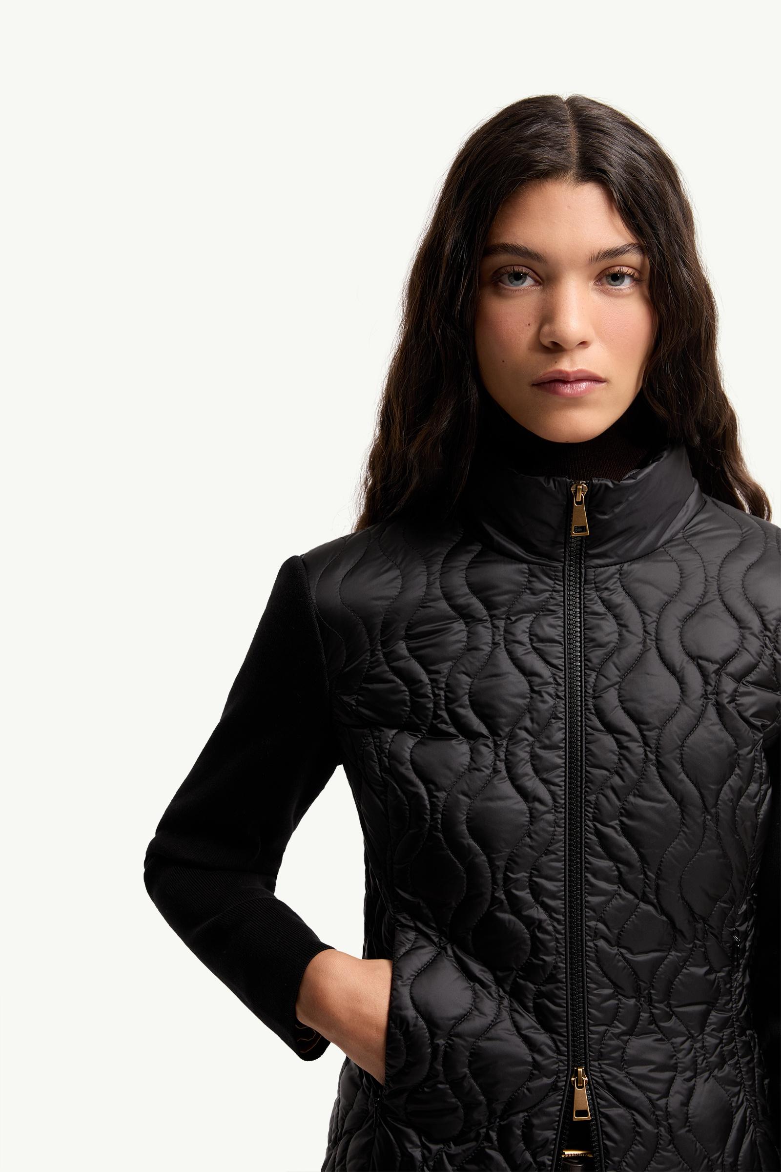 Moncler Cotton Padded Zip-Up Cardigan Black Black