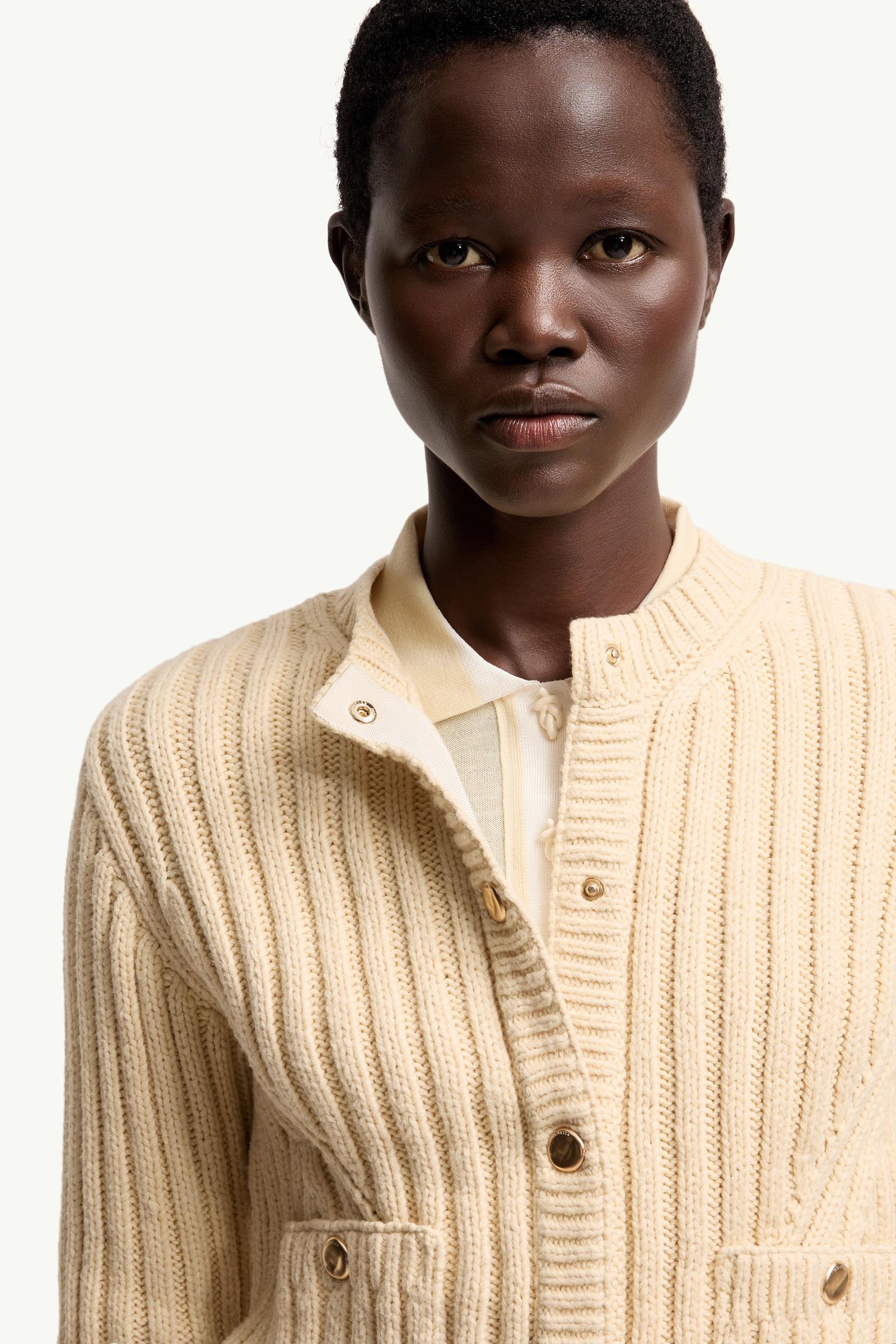 Moncler Cotton Padded Cardigan Light Beige Light Beige