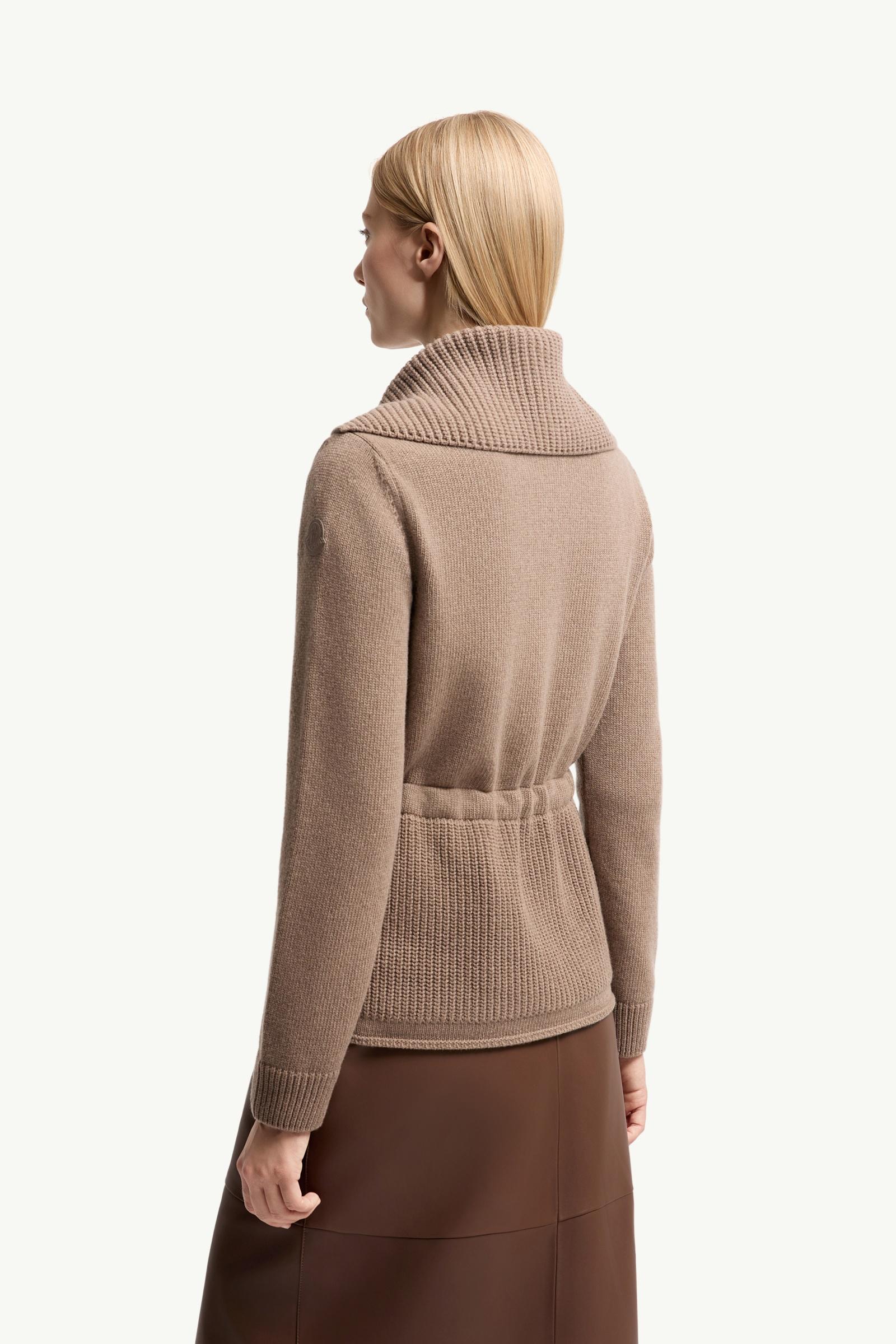 Moncler Wool & Cashmere Blend Padded Zip-Up Cardigan Beige Beige