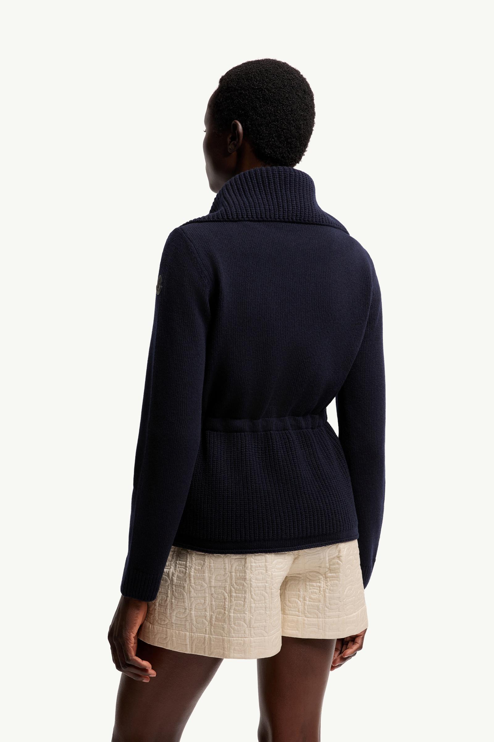 Moncler Wool & Cashmere Blend Padded Zip-Up Cardigan Dark Blue Dark Blue