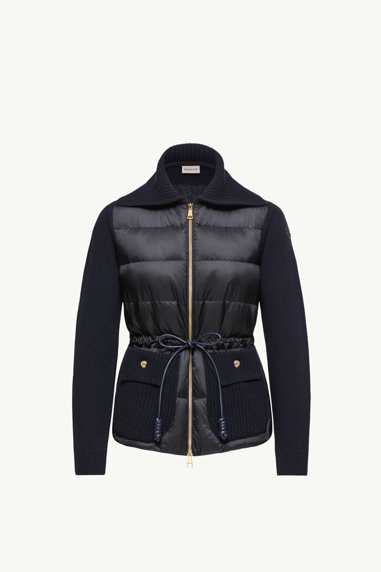 Moncler Wool & Cashmere Blend Padded Zip-Up Cardigan Dark Blue Dark Blue