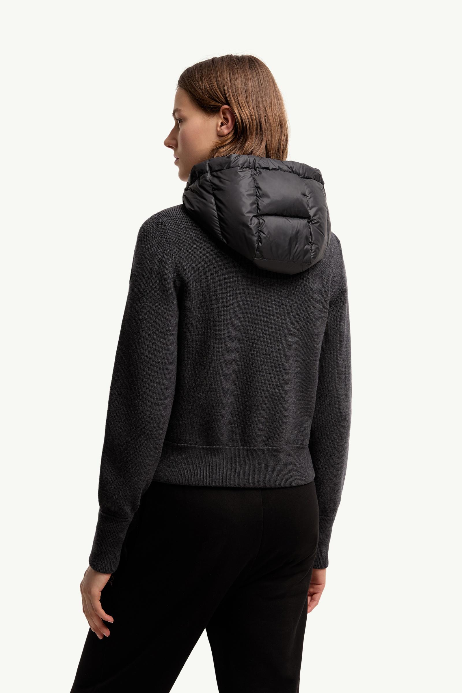 Moncler Wool Hooded Padded Zip-Up Cardigan Dark Grey Dark Grey