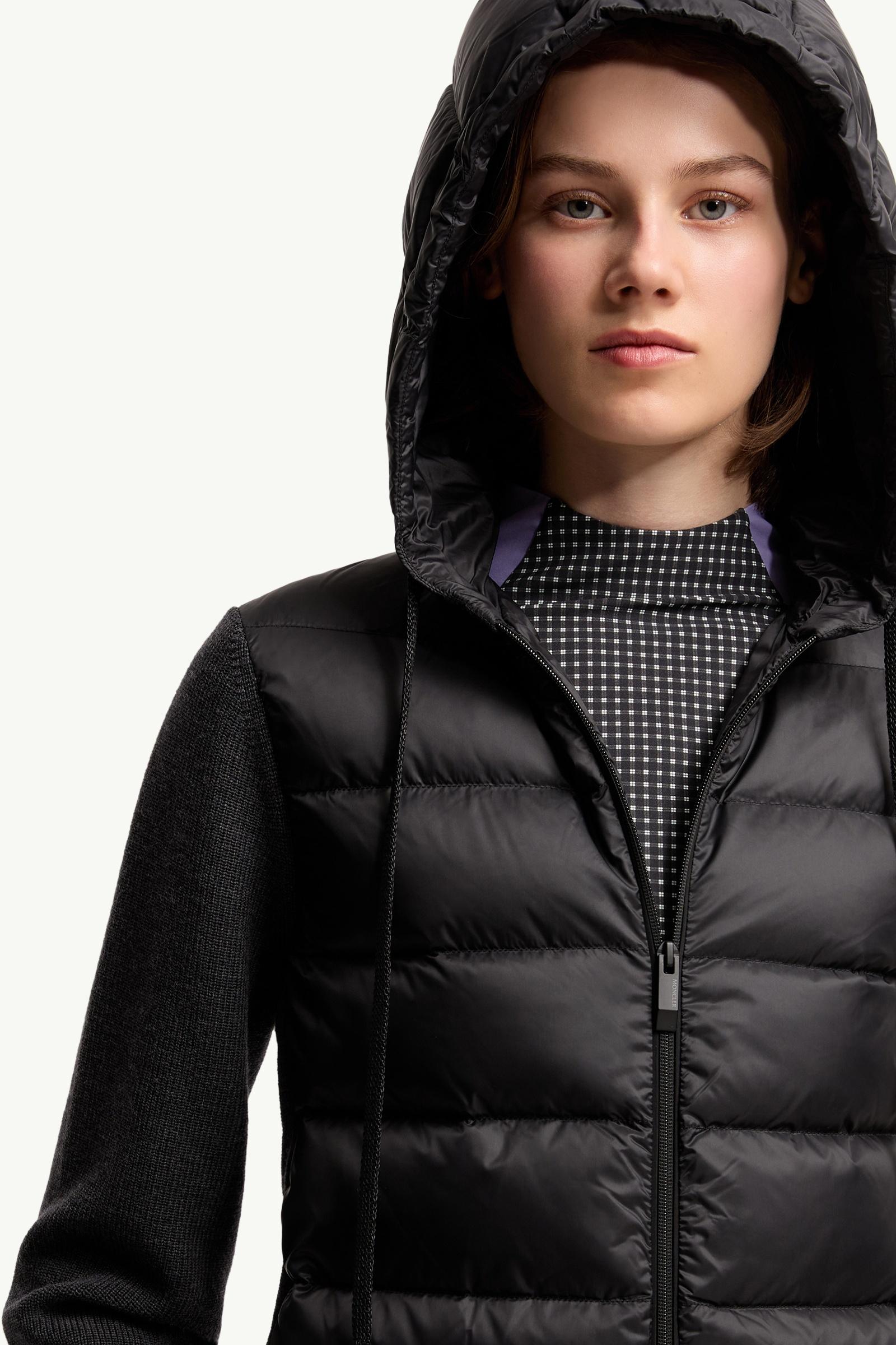 Moncler Wool Hooded Padded Zip-Up Cardigan Dark Grey Dark Grey