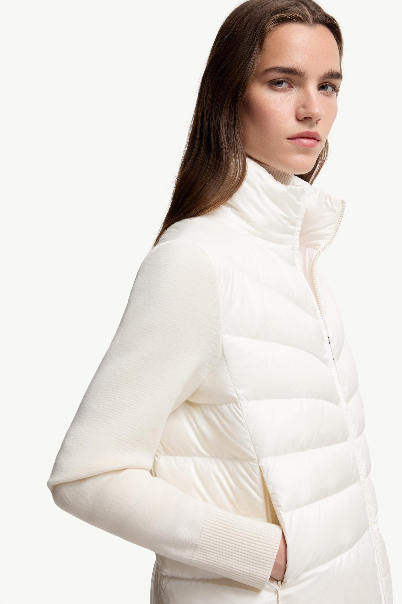 Moncler Padded Wool Zip-Up Cardigan White White