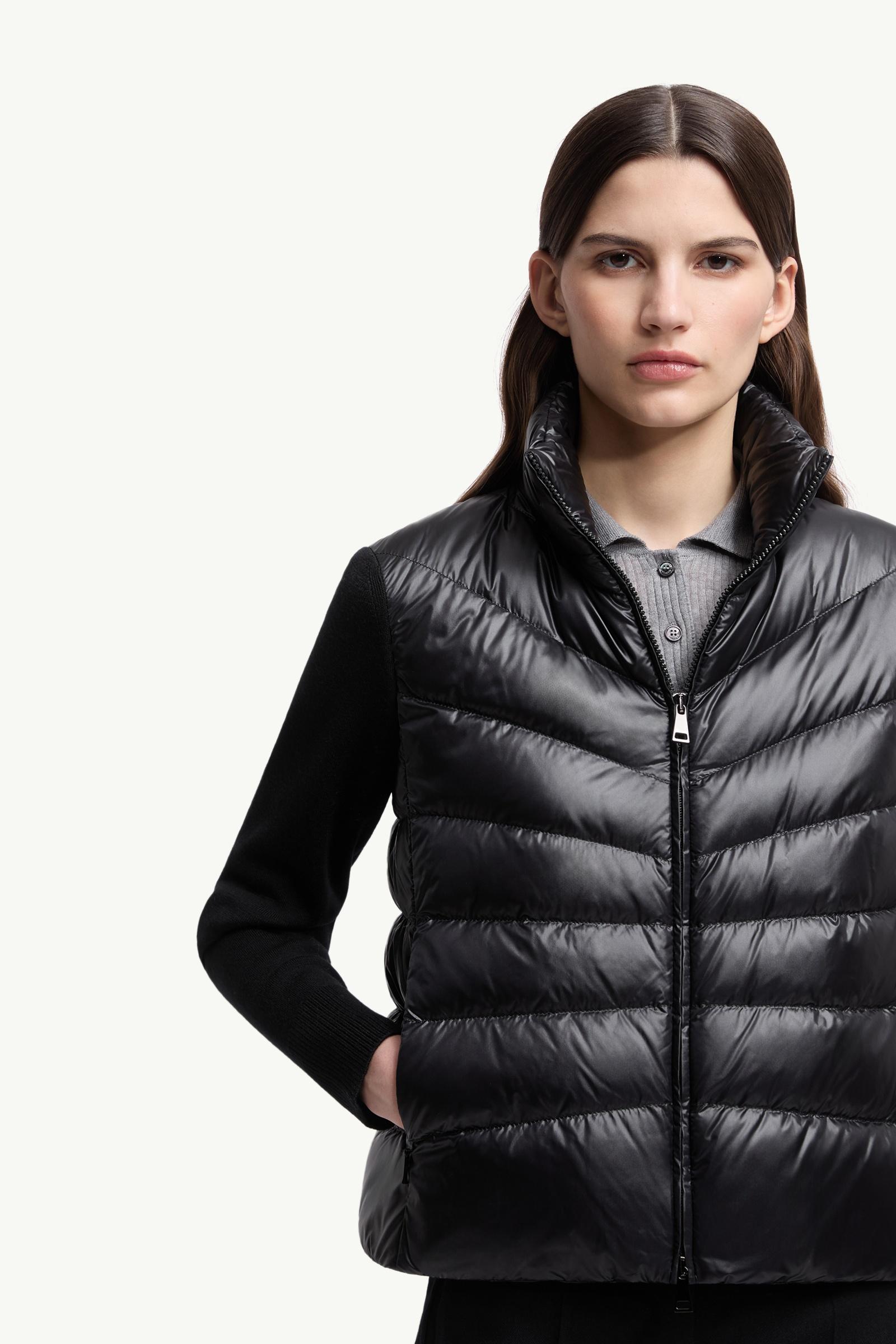 Moncler Padded Wool Zip-Up Cardigan Black Black