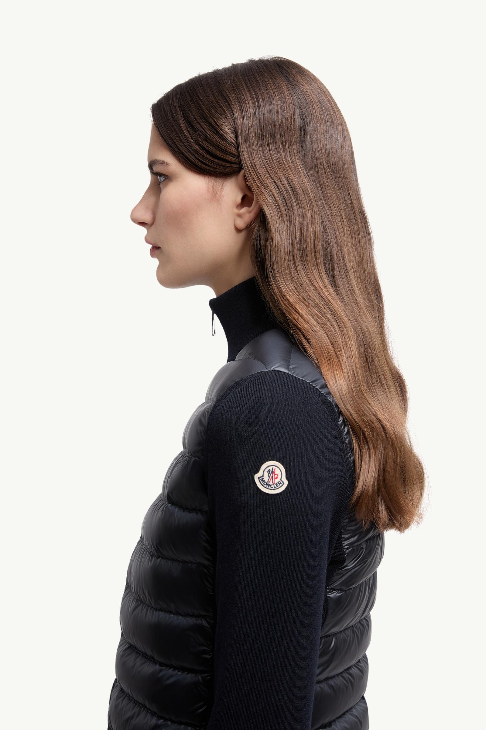 Moncler Padded Wool Zip-Up Cardigan Navy Blue Navy Blue