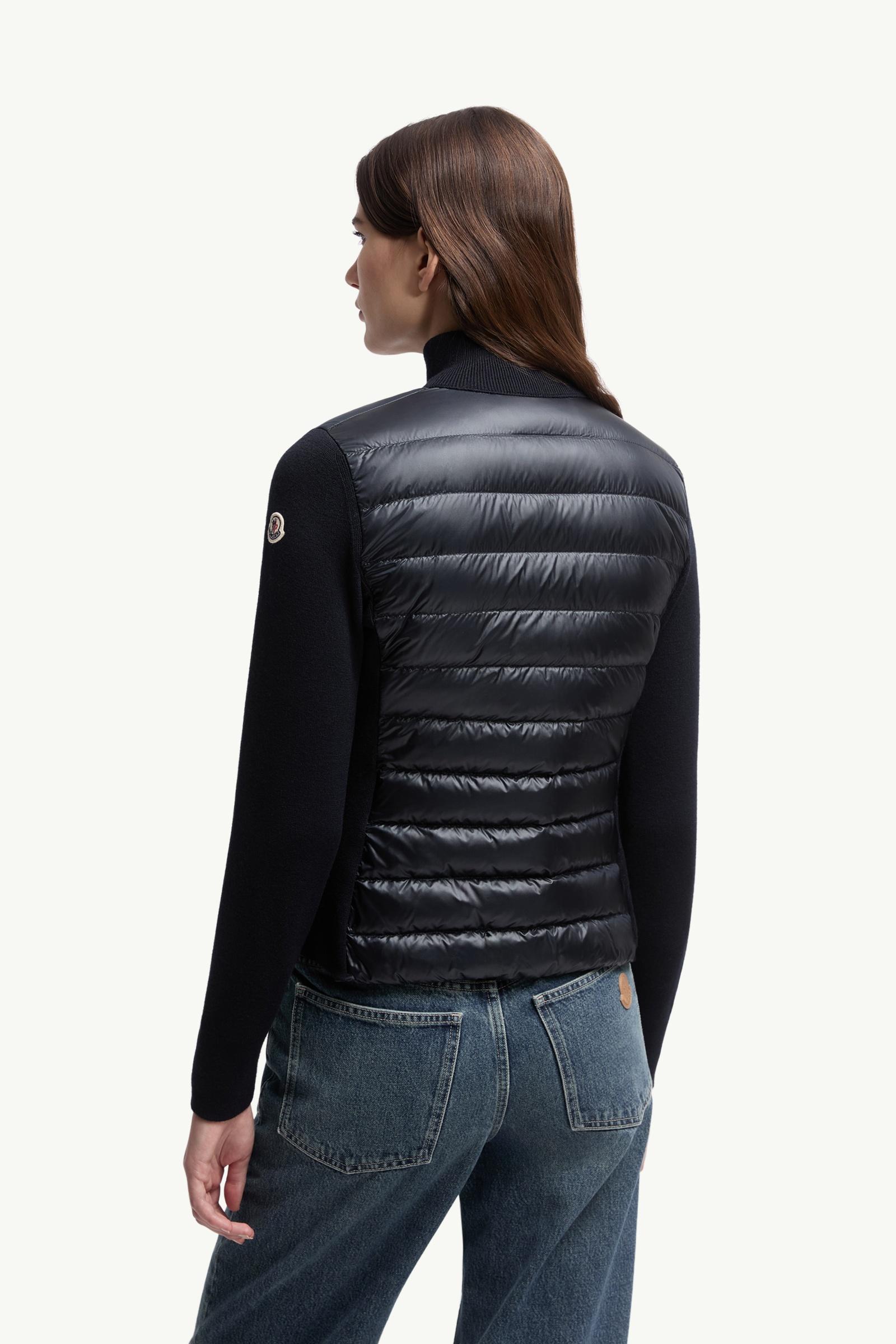Moncler Padded Wool Zip-Up Cardigan Navy Blue Navy Blue