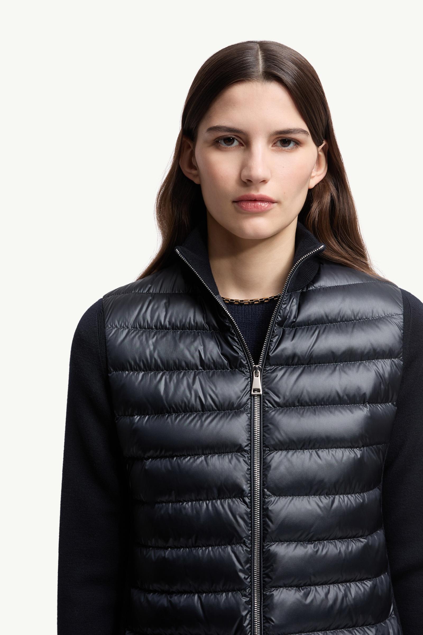Moncler Padded Wool Zip-Up Cardigan Navy Blue Navy Blue