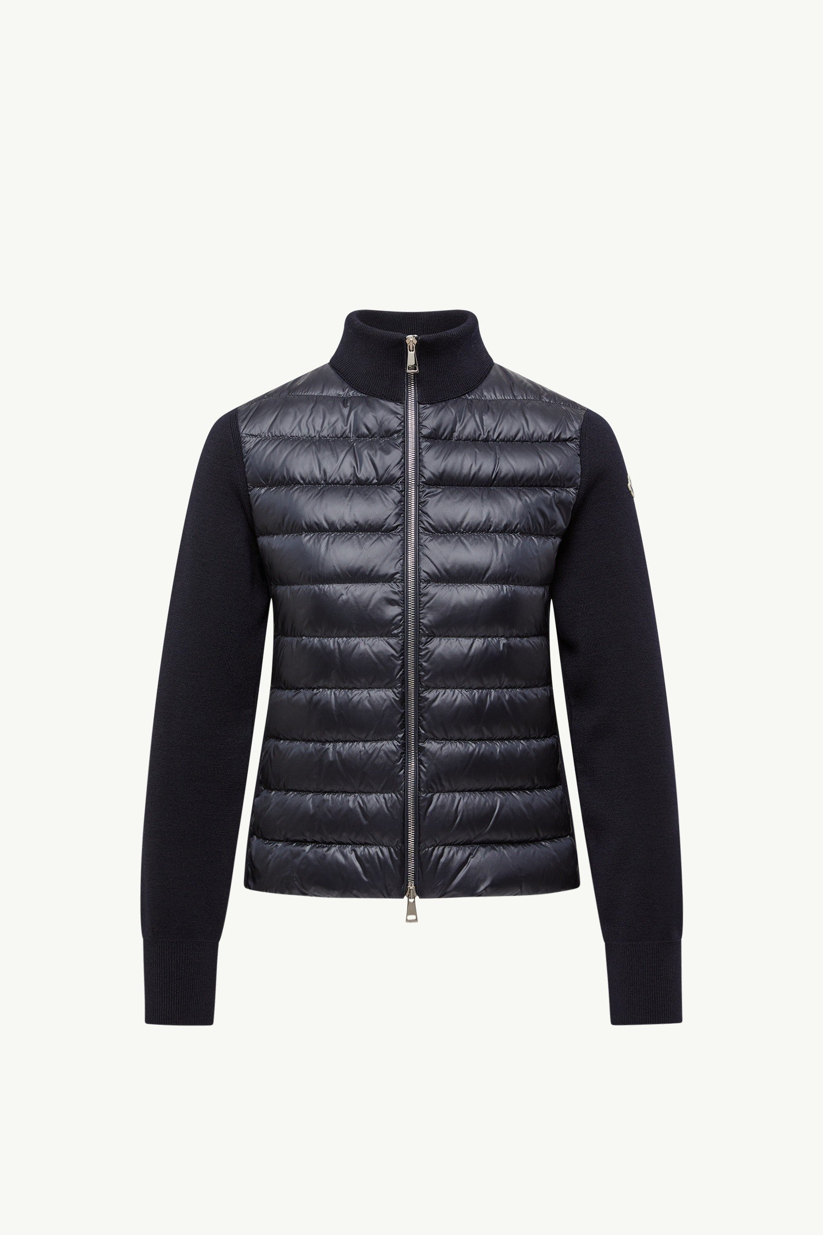 Moncler Padded Wool Zip-Up Cardigan Navy Blue Navy Blue