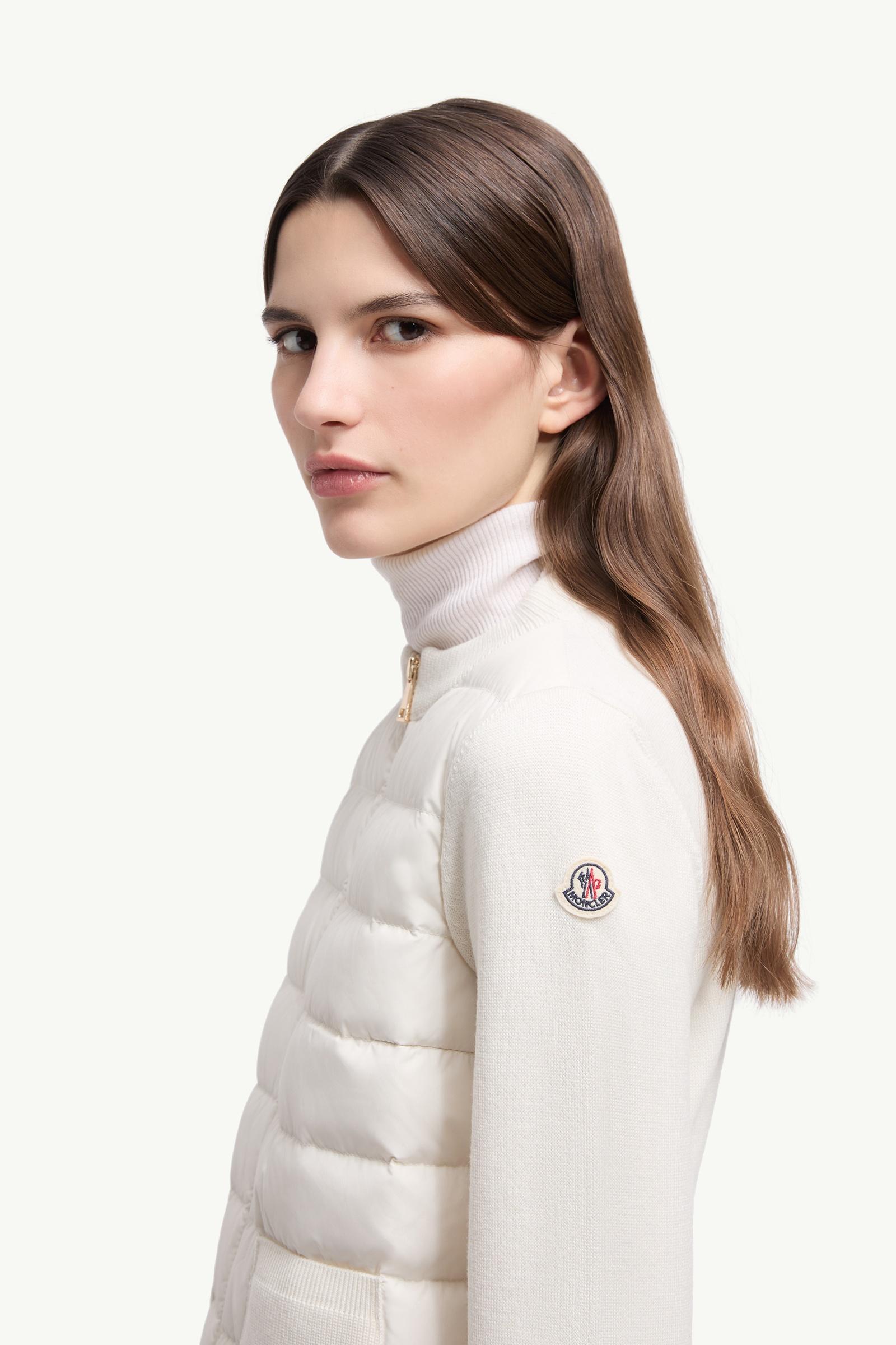 Moncler Wool Padded Zip-Up Cardigan White White