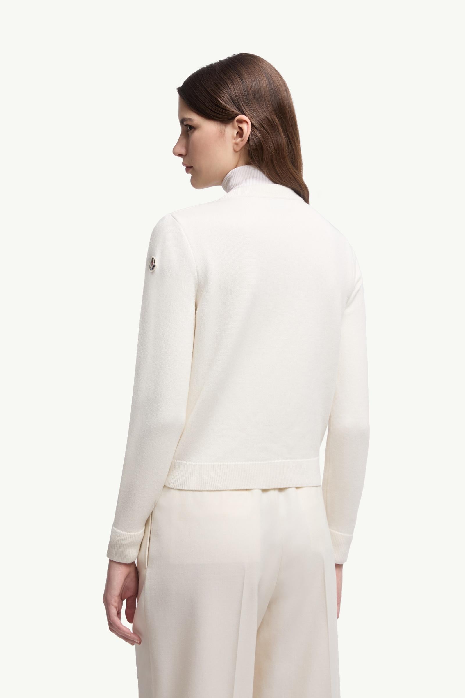 Moncler Wool Padded Zip-Up Cardigan White White